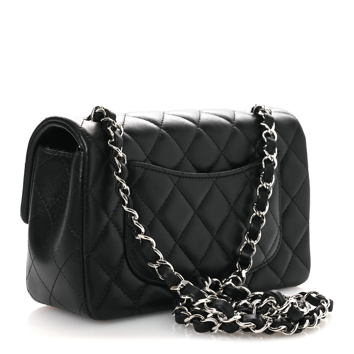 Lambskin Quilted Mini Rectangular Flap Black - Image 3