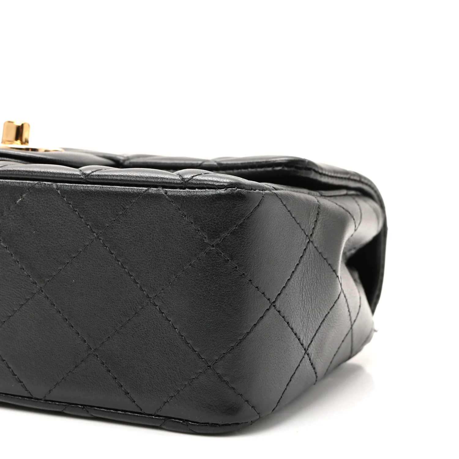 Lambskin Quilted Mini Rectangular Flap Black - Image 10