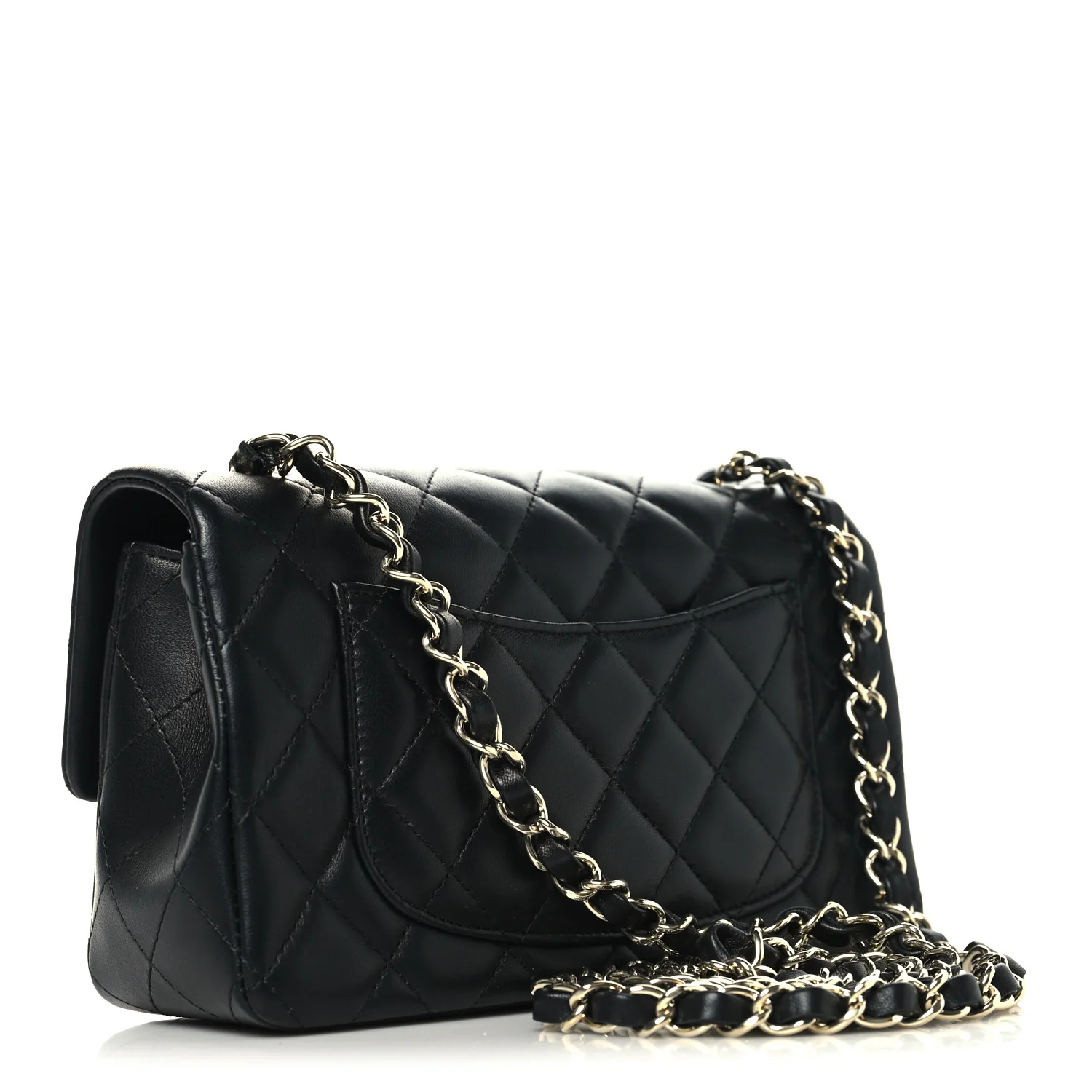 Lambskin Quilted Mini Rectangular Flap Black - Image 3