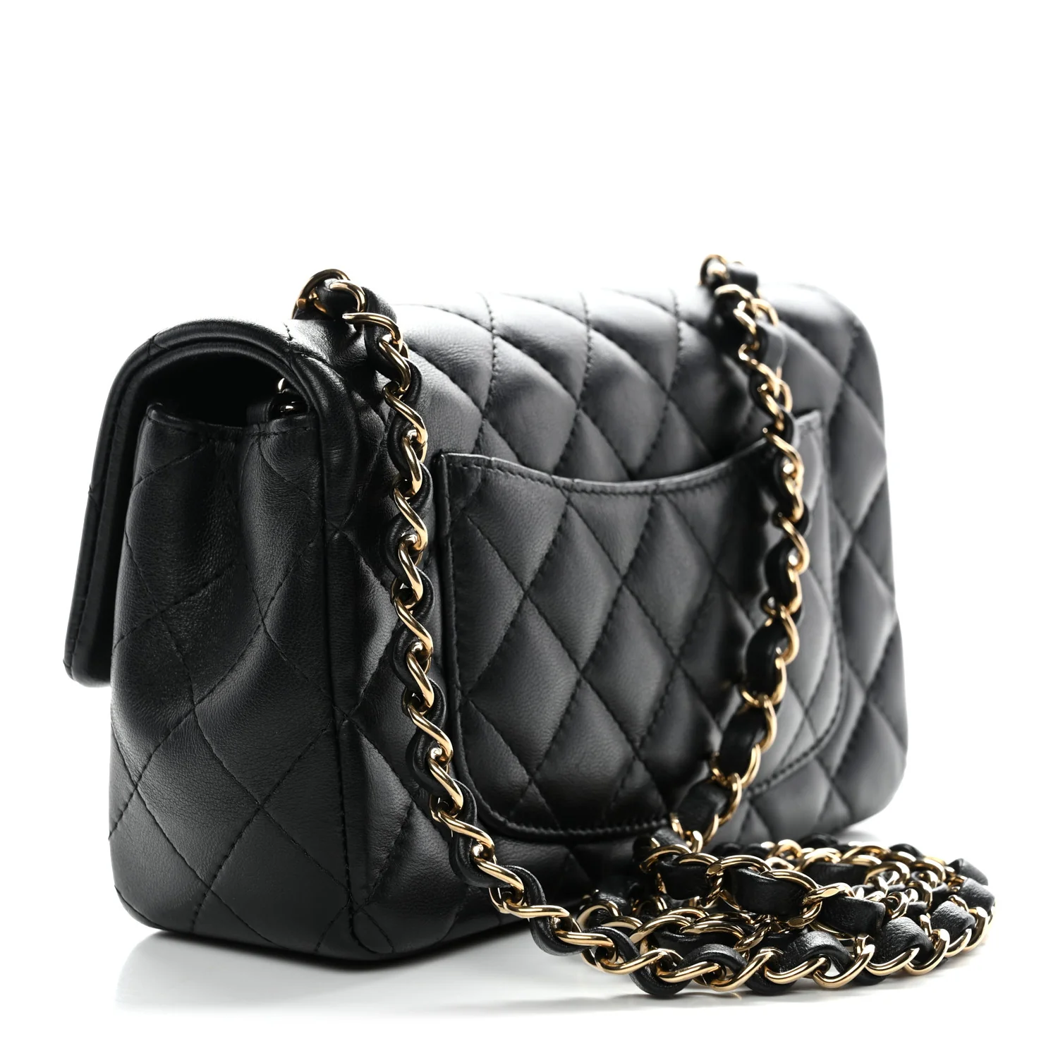 Lambskin Quilted Mini Rectangular Flap Black - Image 6