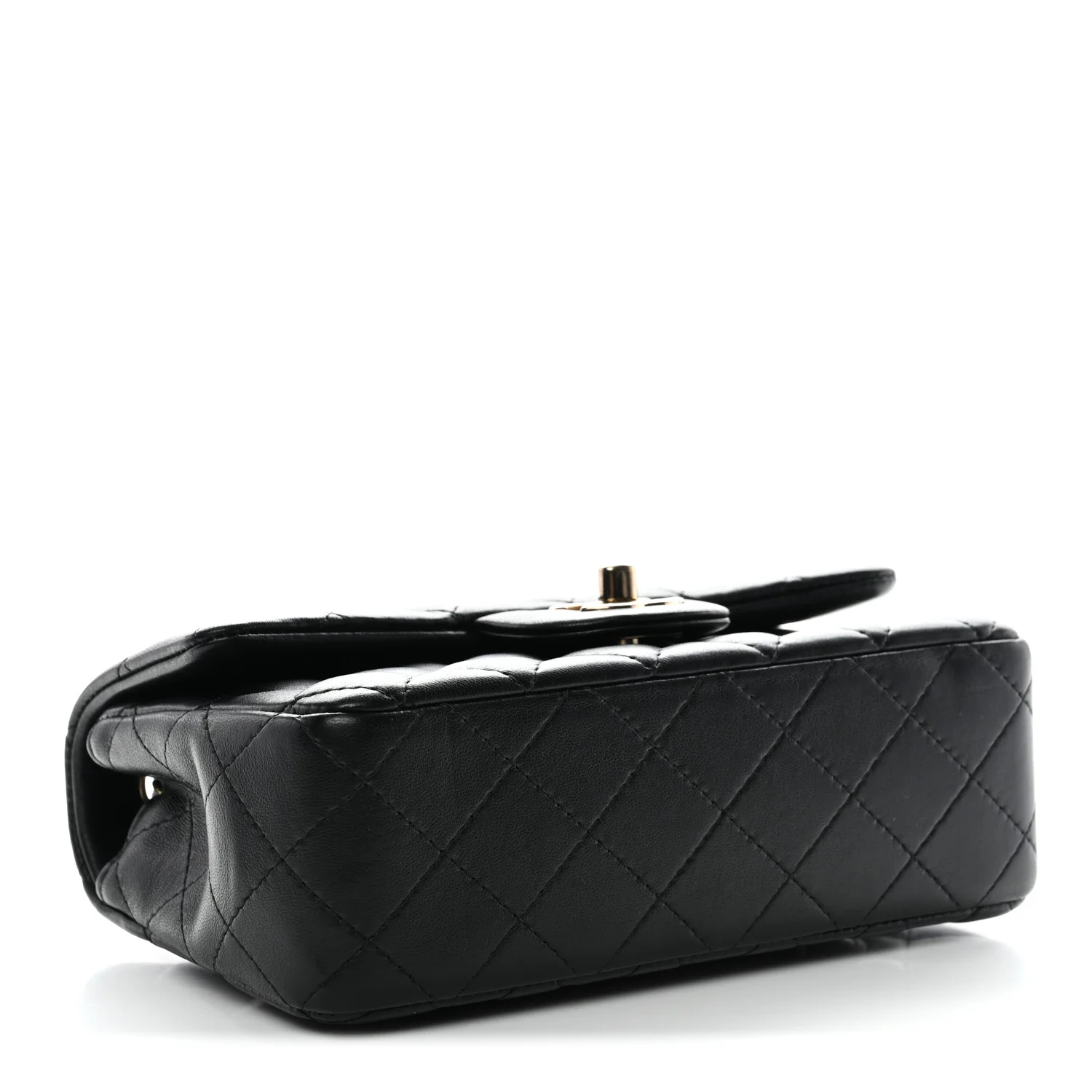 Lambskin Quilted Mini Rectangular Flap Black - Image 8