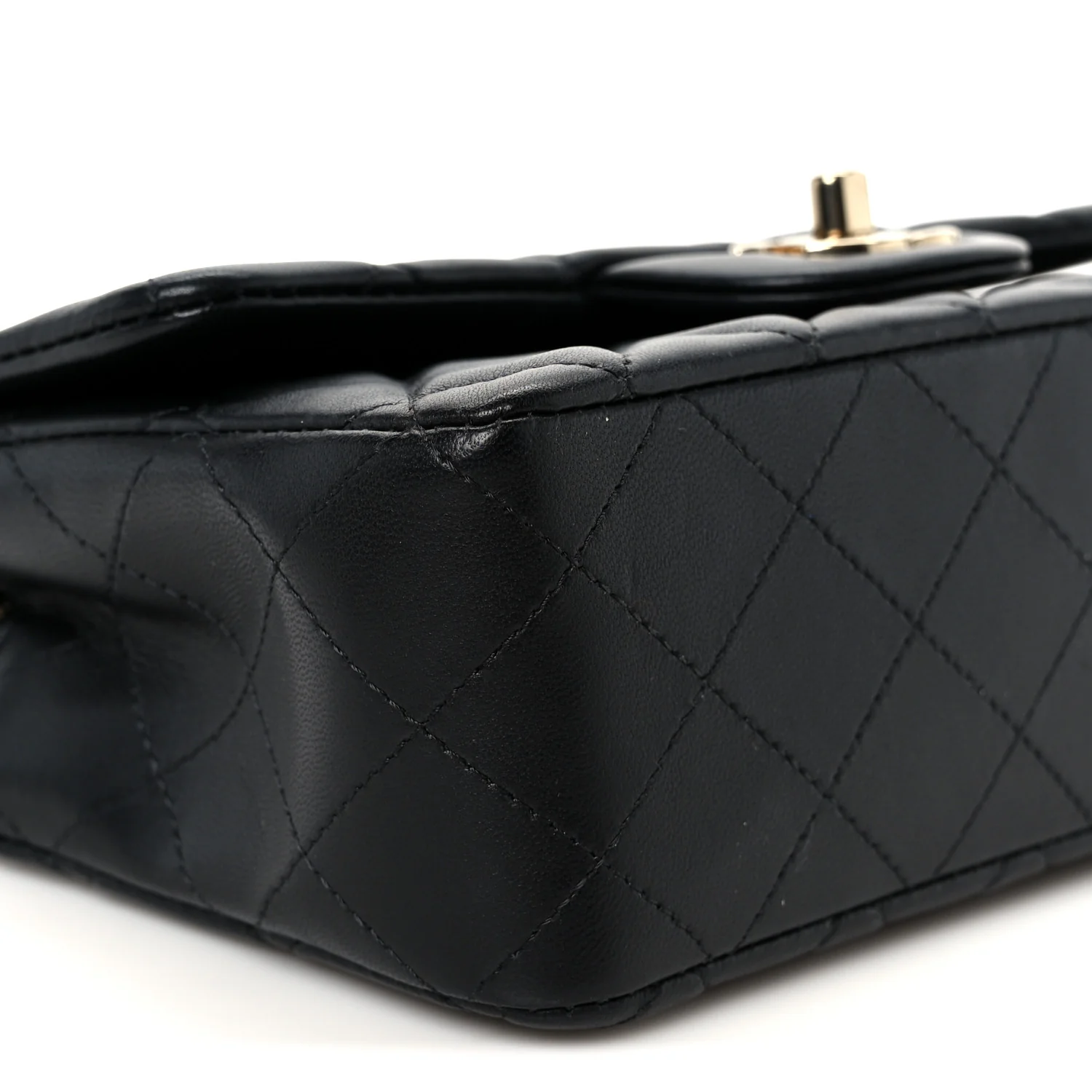 Lambskin Quilted Mini Rectangular Flap Black - Image 10