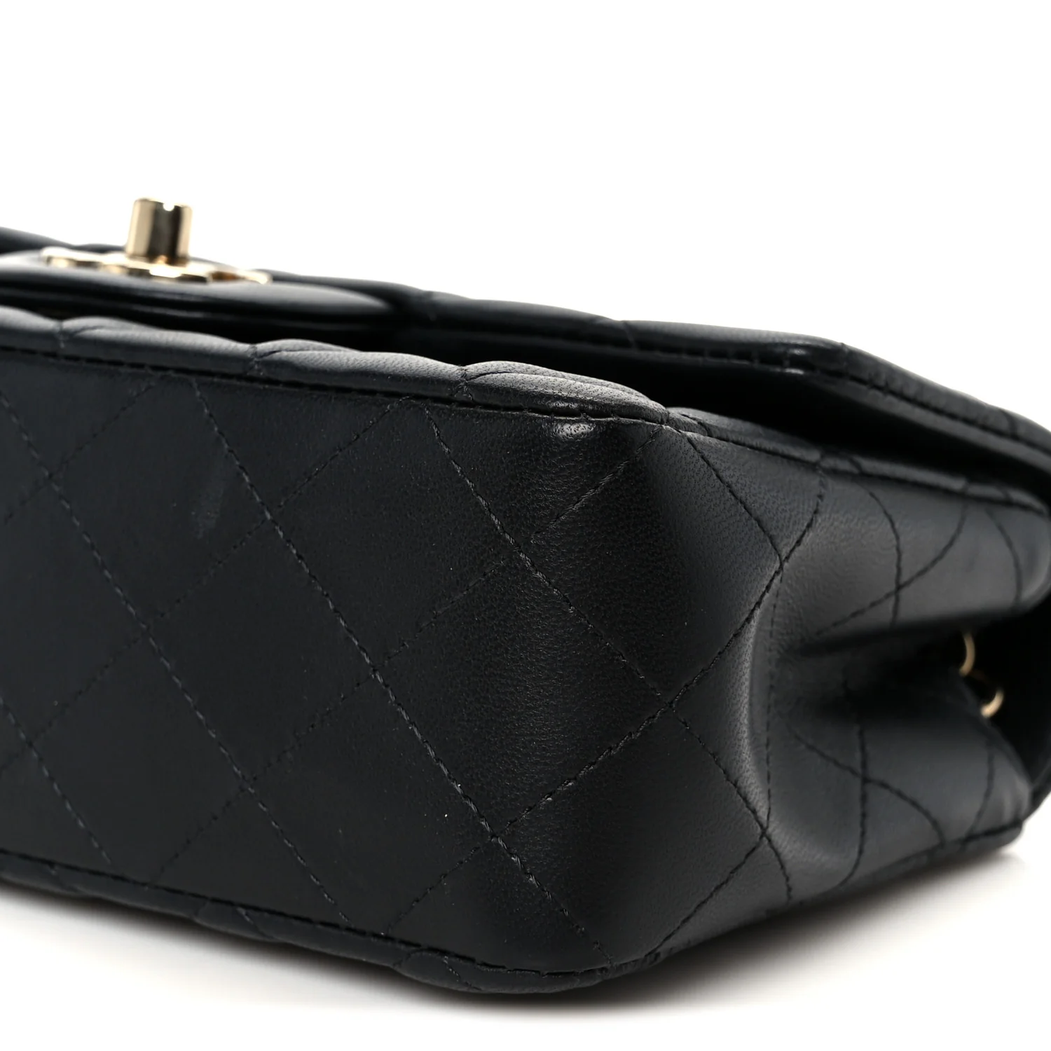 Lambskin Quilted Mini Rectangular Flap Black - Image 11