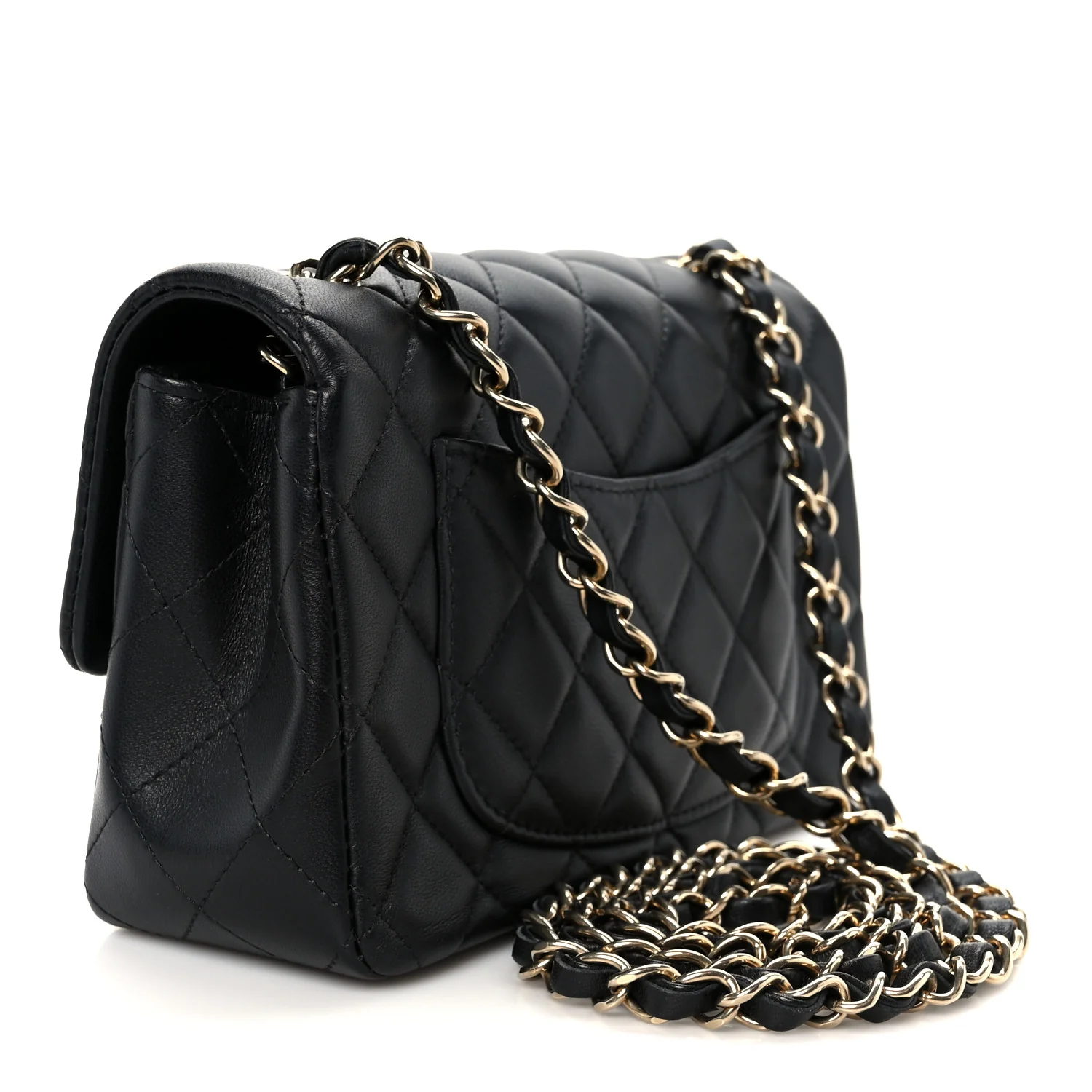 Lambskin Quilted Mini Rectangular Flap Black - Image 3