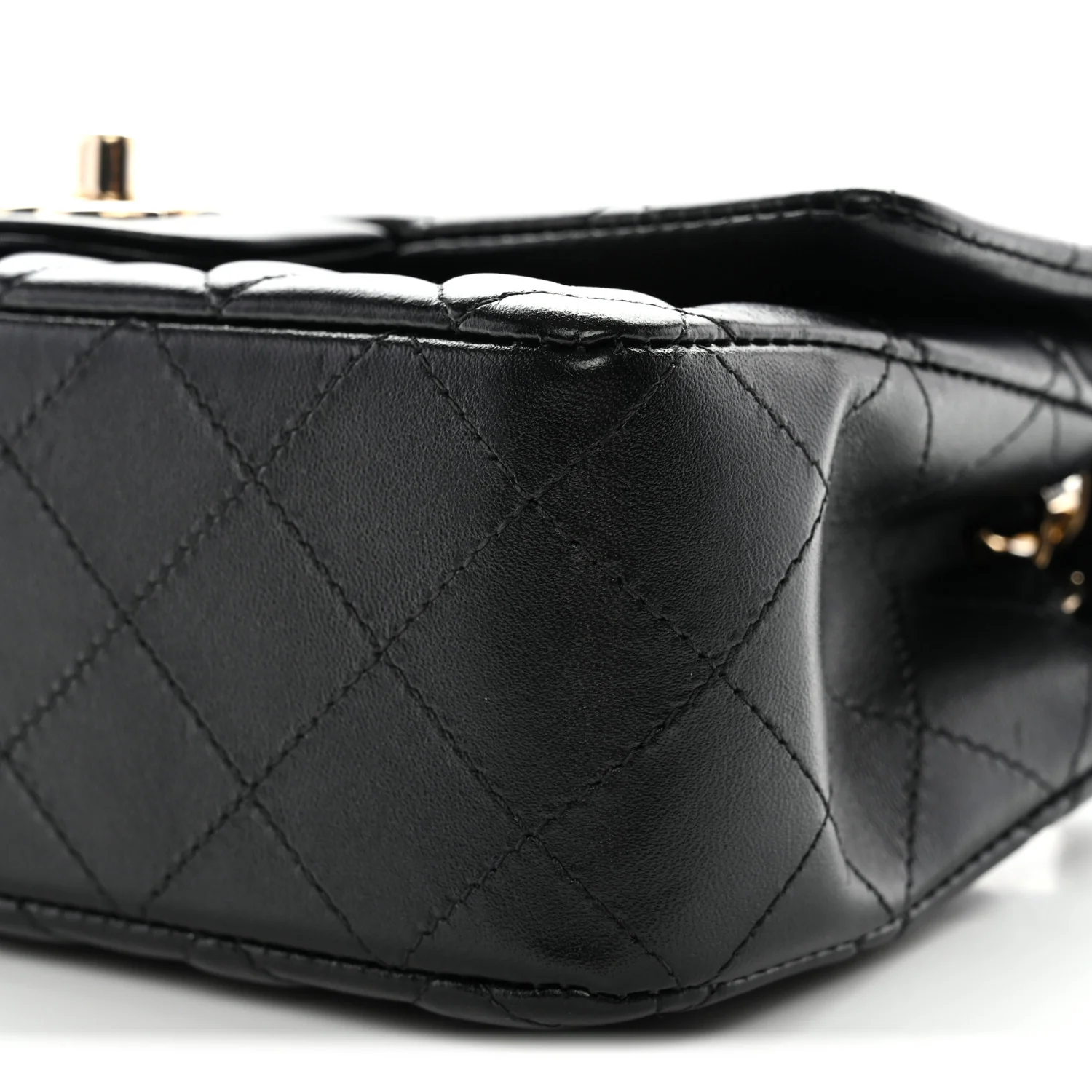 Lambskin Quilted Mini Rectangular Flap Black - Image 10