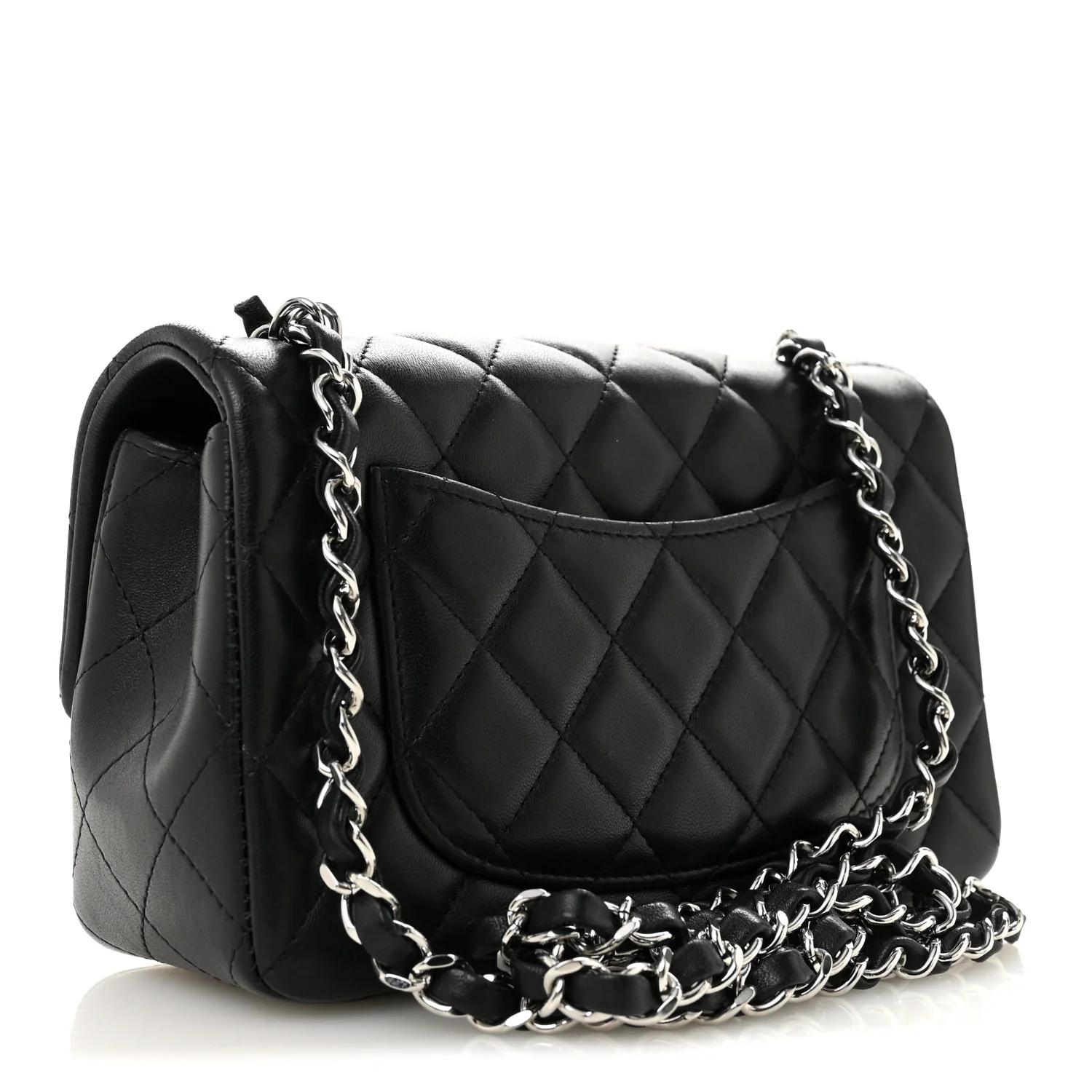 Lambskin Quilted Mini Rectangular Flap Black - Image 2