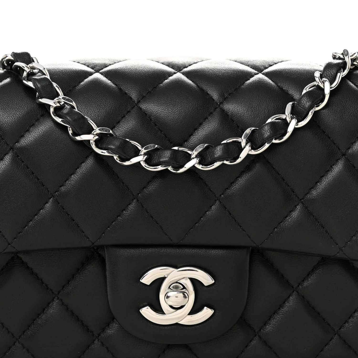 Lambskin Quilted Mini Rectangular Flap Black - Image 7