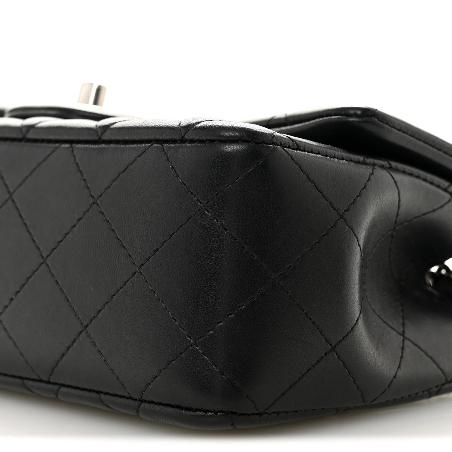 Lambskin Quilted Mini Rectangular Flap Black - Image 9