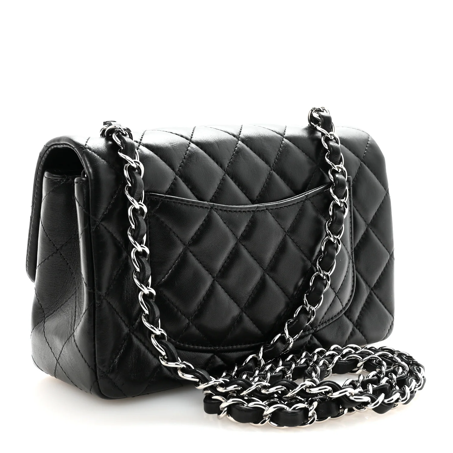 Lambskin Quilted Mini Rectangular Flap Black - Image 3
