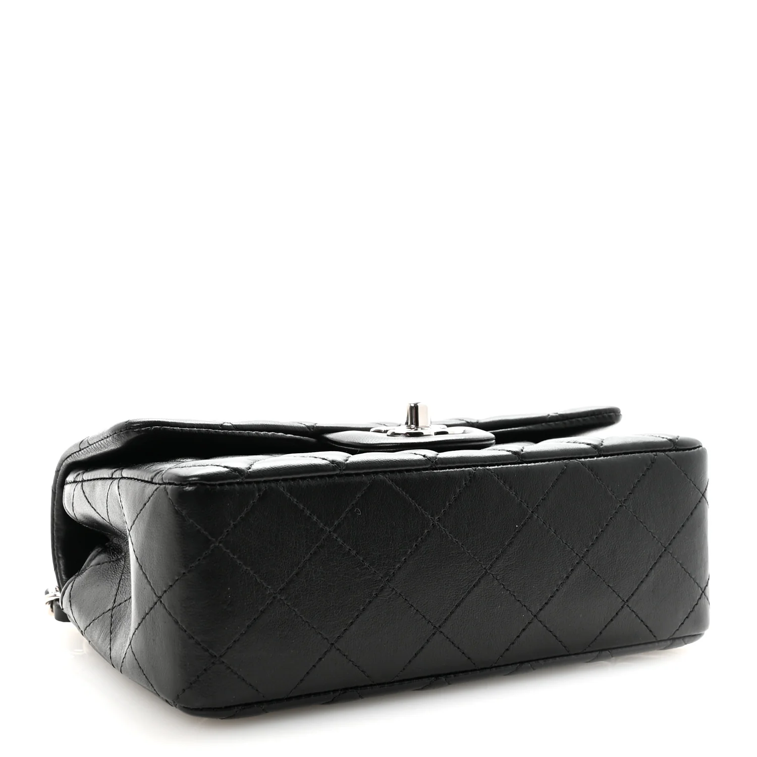 Lambskin Quilted Mini Rectangular Flap Black - Image 4