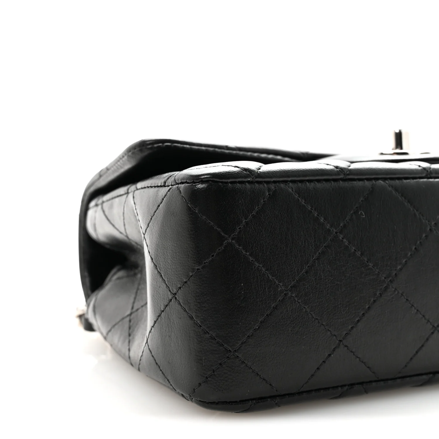 Lambskin Quilted Mini Rectangular Flap Black - Image 9