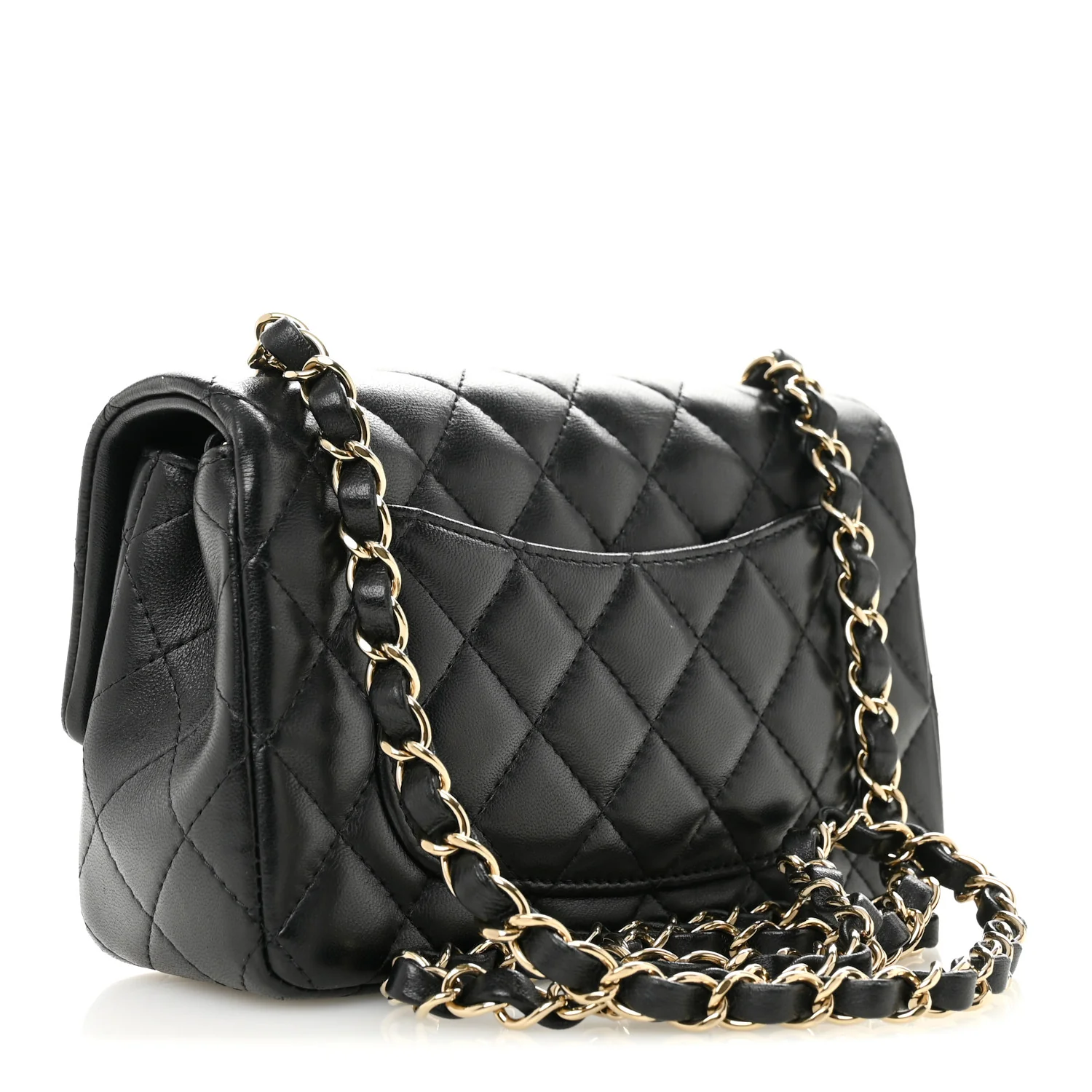 Lambskin Quilted Mini Rectangular Flap Black - Image 3