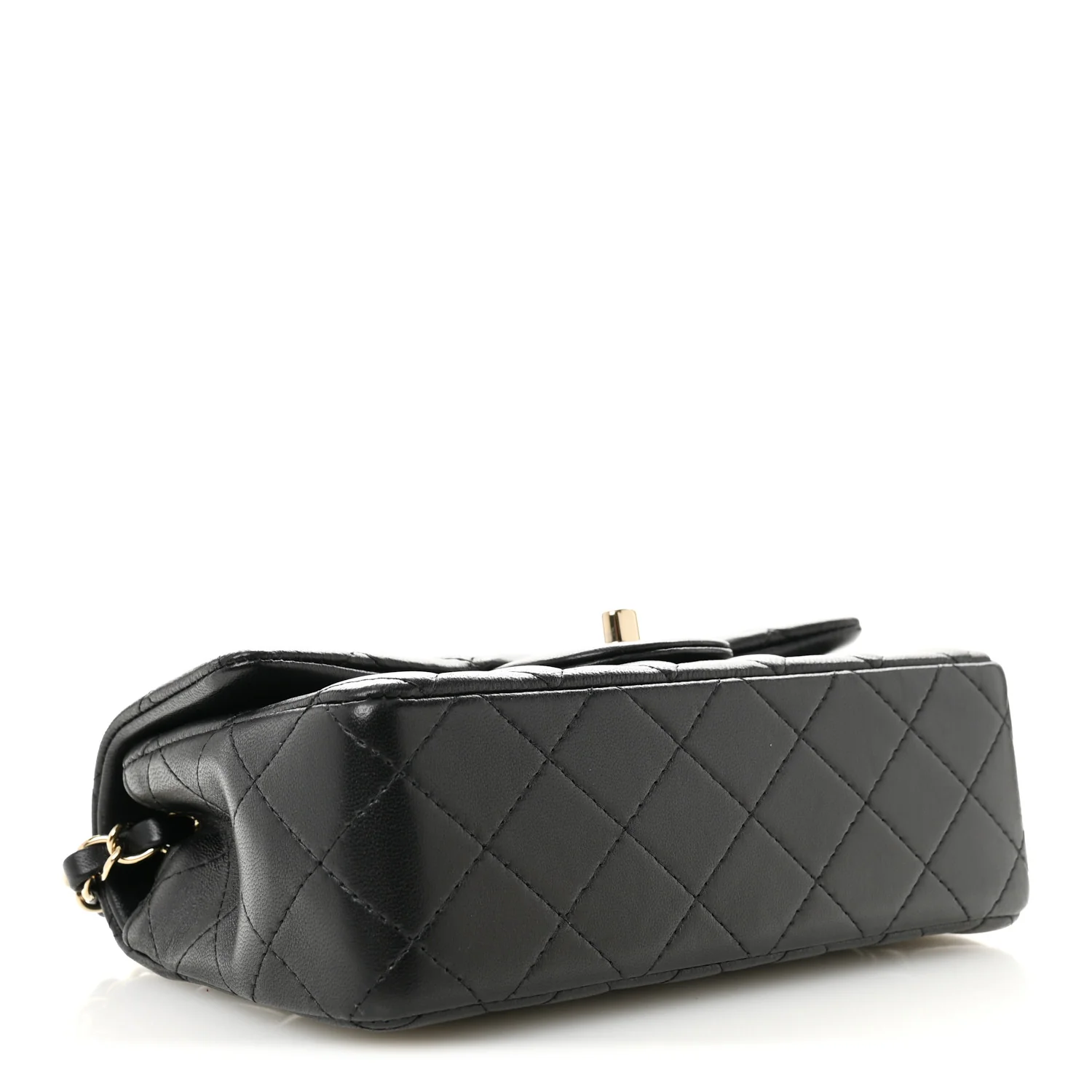 Lambskin Quilted Mini Rectangular Flap Black - Image 4
