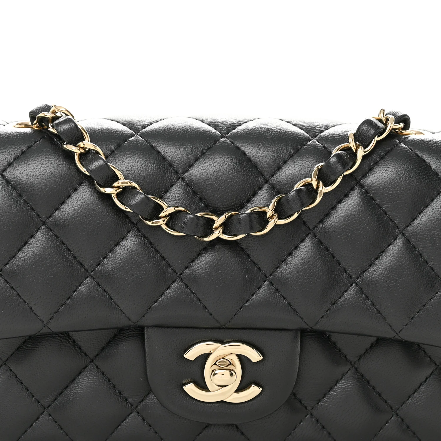 Lambskin Quilted Mini Rectangular Flap Black - Image 8