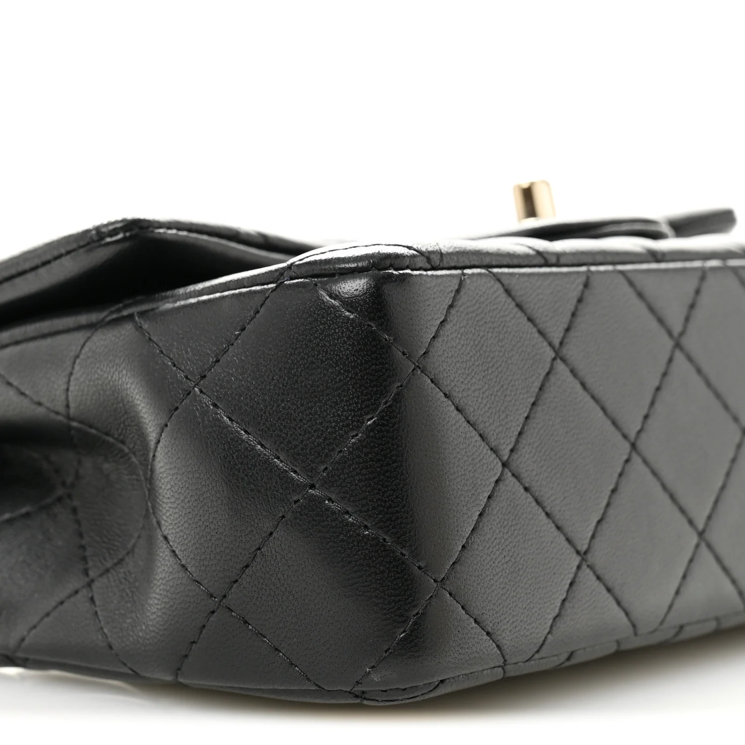 Lambskin Quilted Mini Rectangular Flap Black - Image 9
