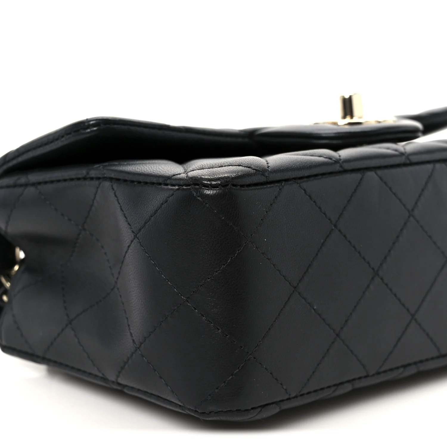 Lambskin Quilted Mini Rectangular Flap Black - Image 10