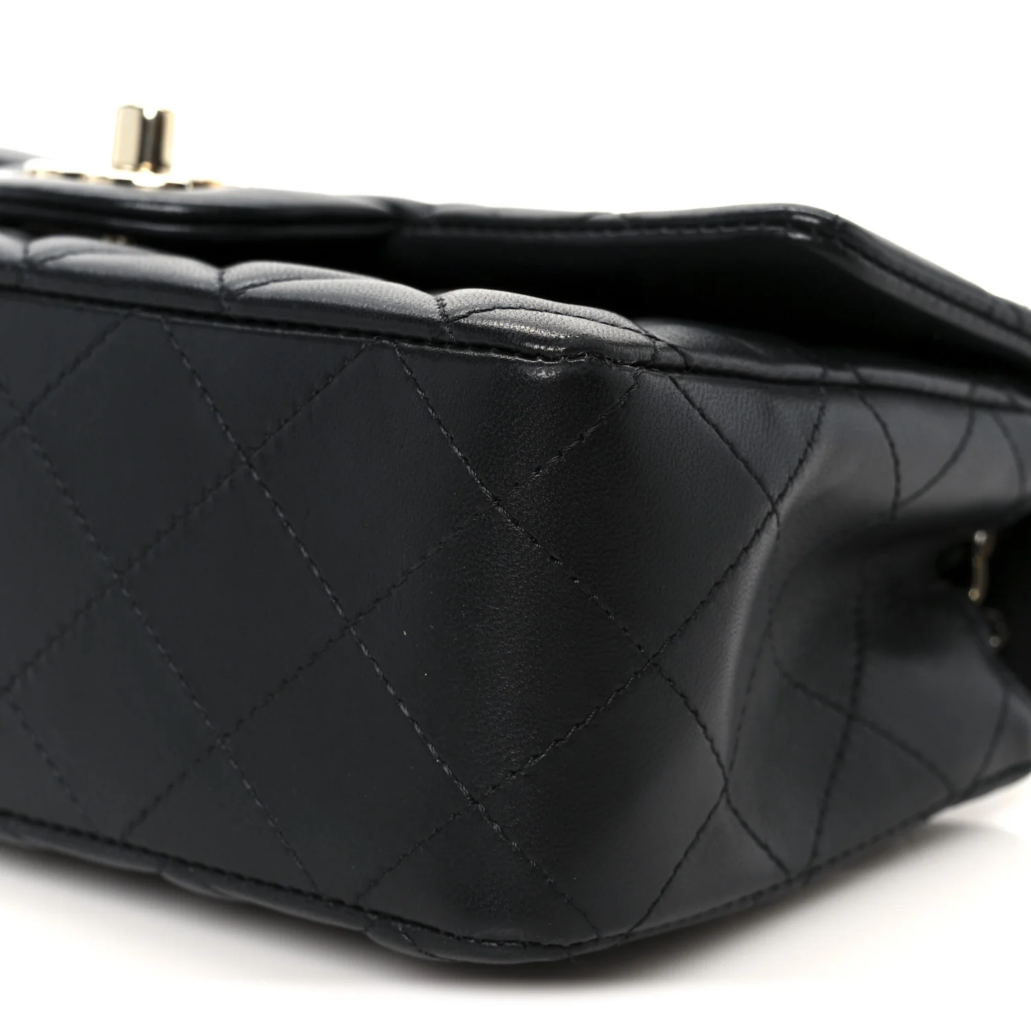 Lambskin Quilted Mini Rectangular Flap Black - Image 11