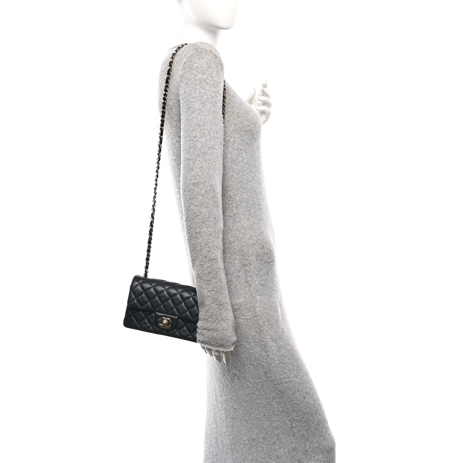 Lambskin Quilted Mini Rectangular Flap Black - Image 2