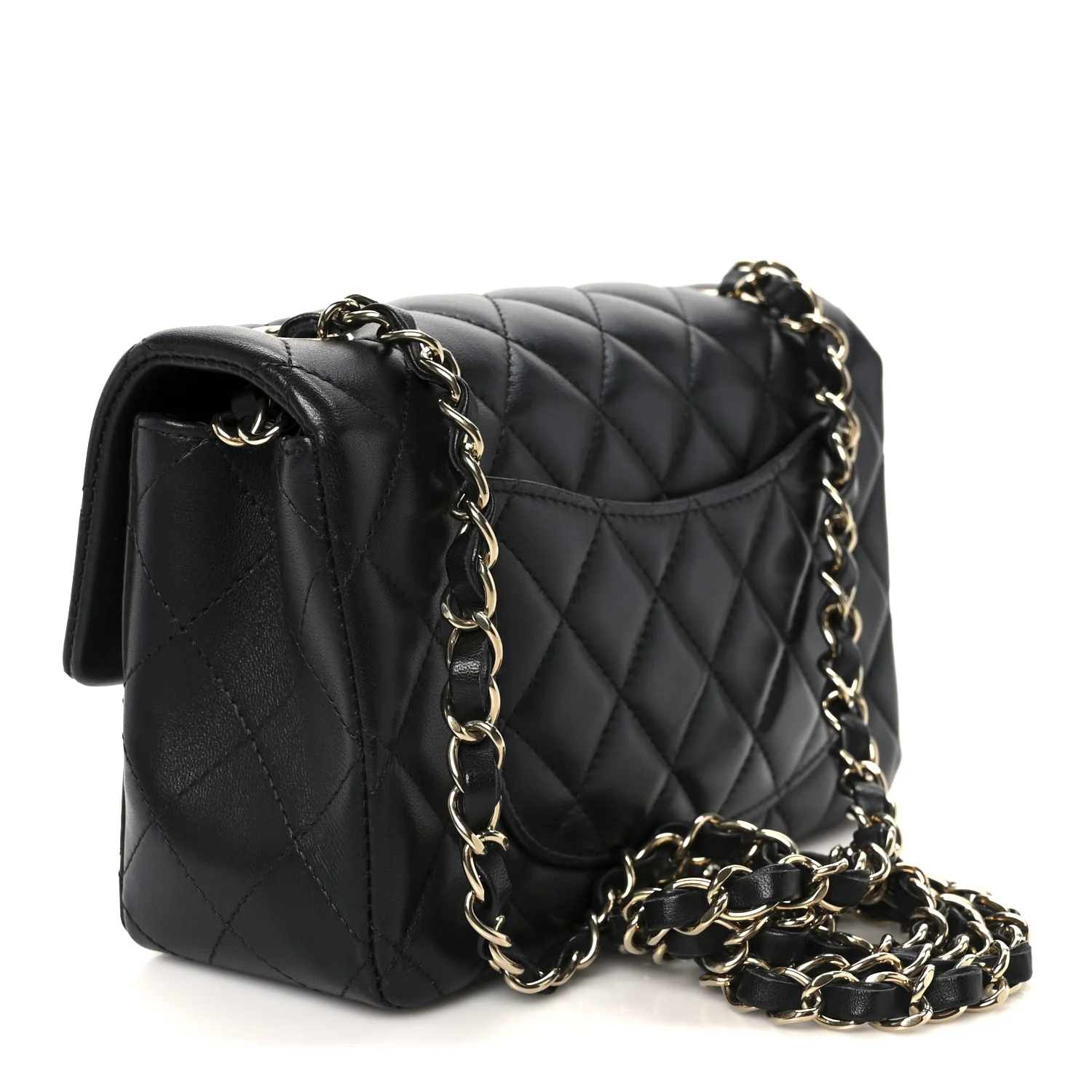 Lambskin Quilted Mini Rectangular Flap Black - Image 3