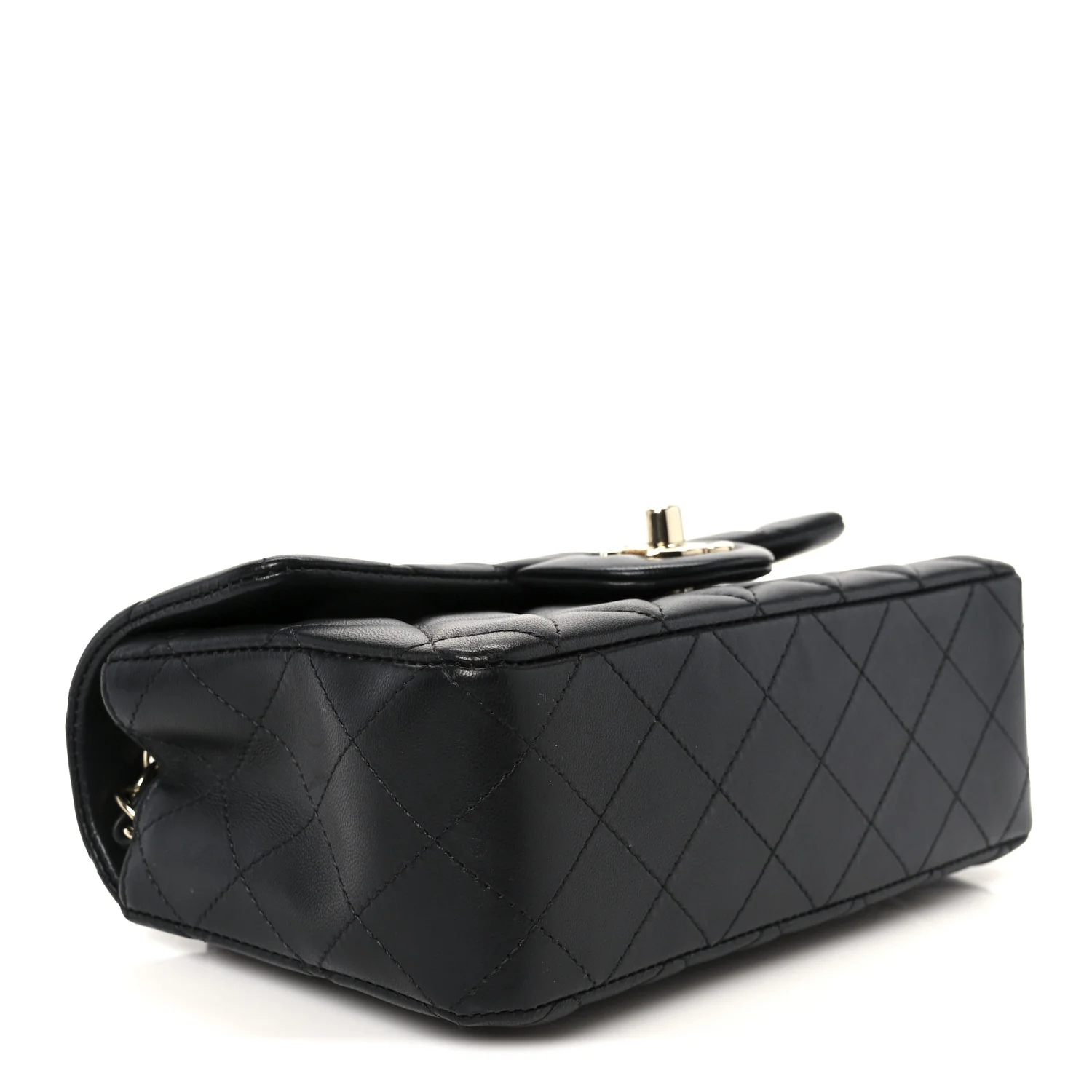 Lambskin Quilted Mini Rectangular Flap Black - Image 4