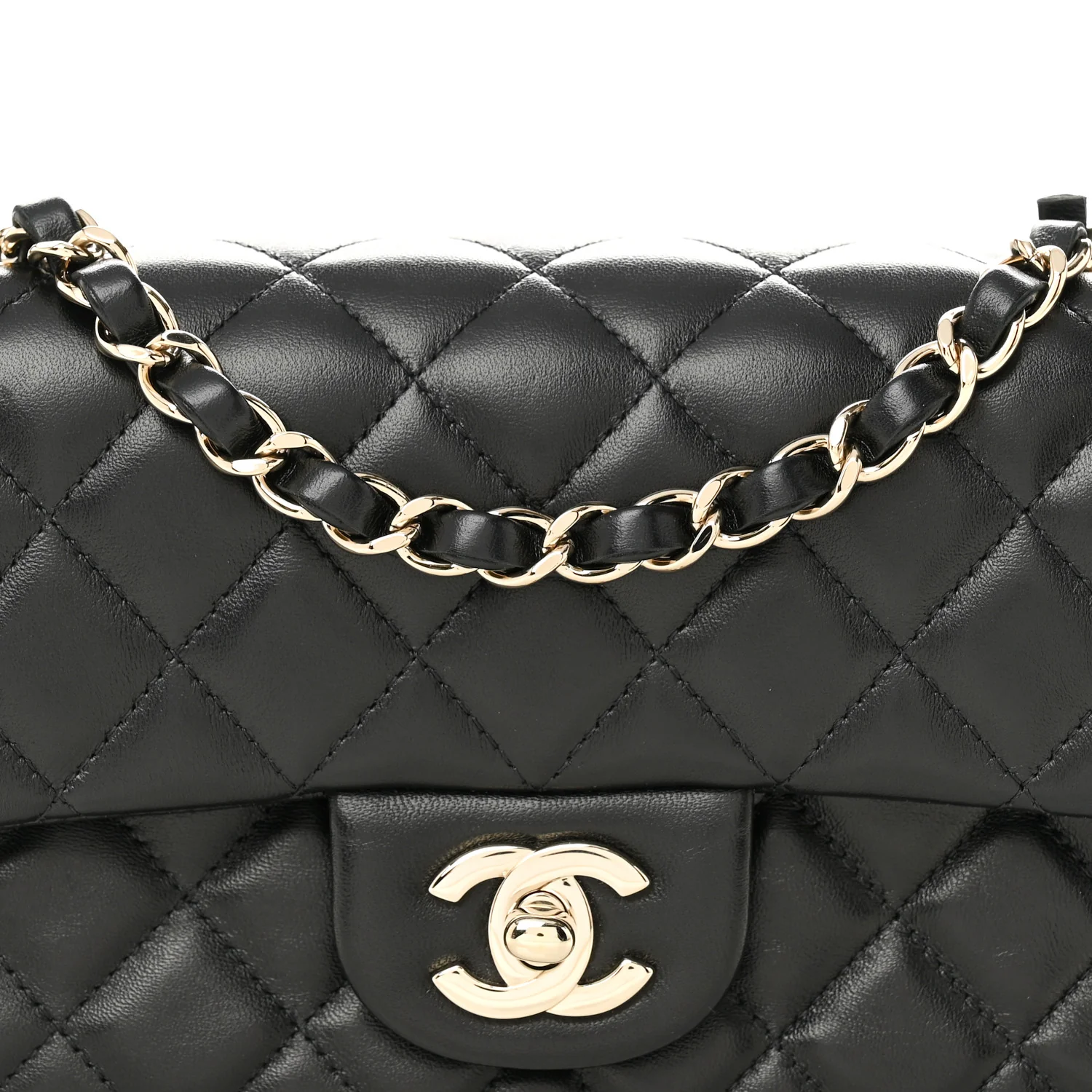 Lambskin Quilted Mini Rectangular Flap Black - Image 8