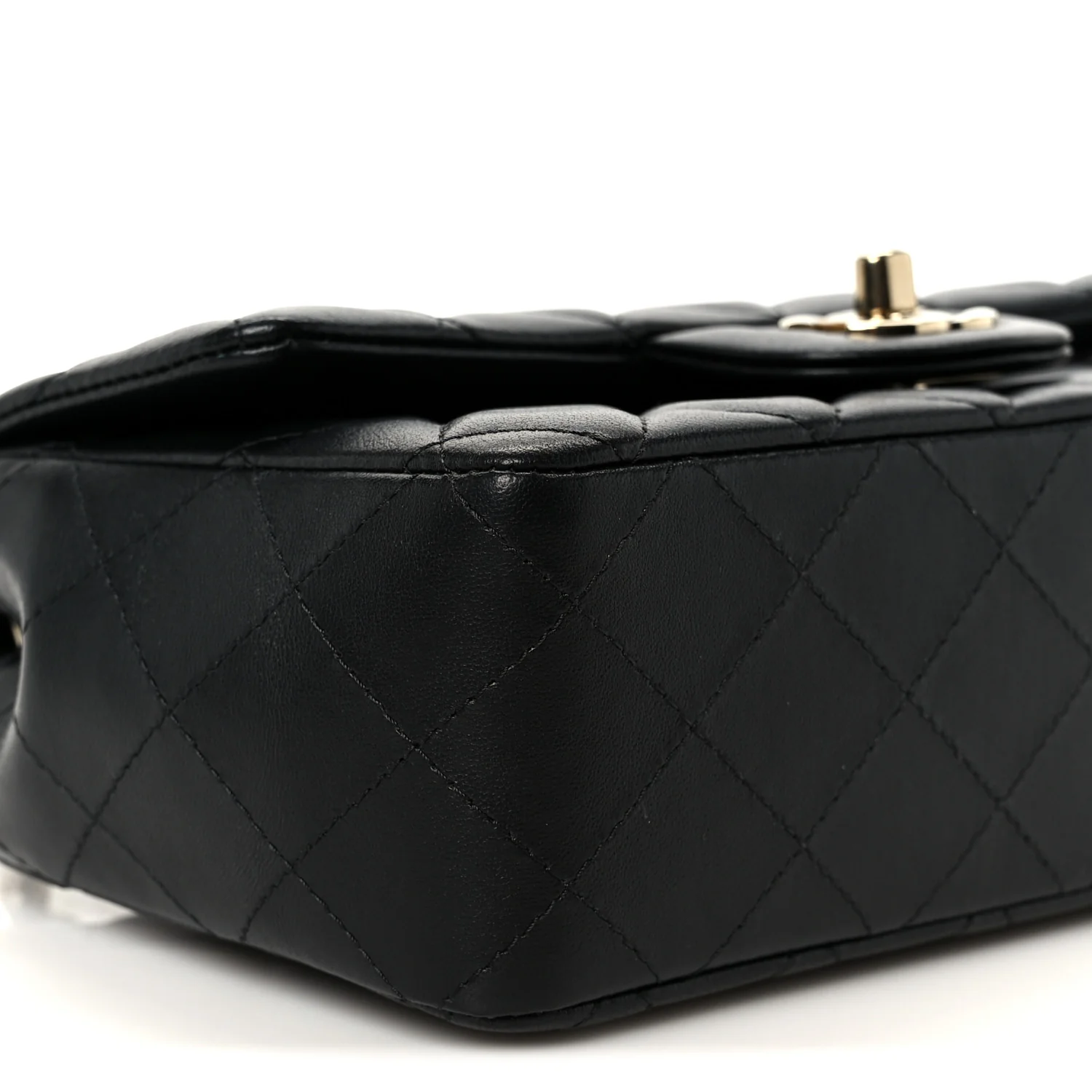 Lambskin Quilted Mini Rectangular Flap Black - Image 10