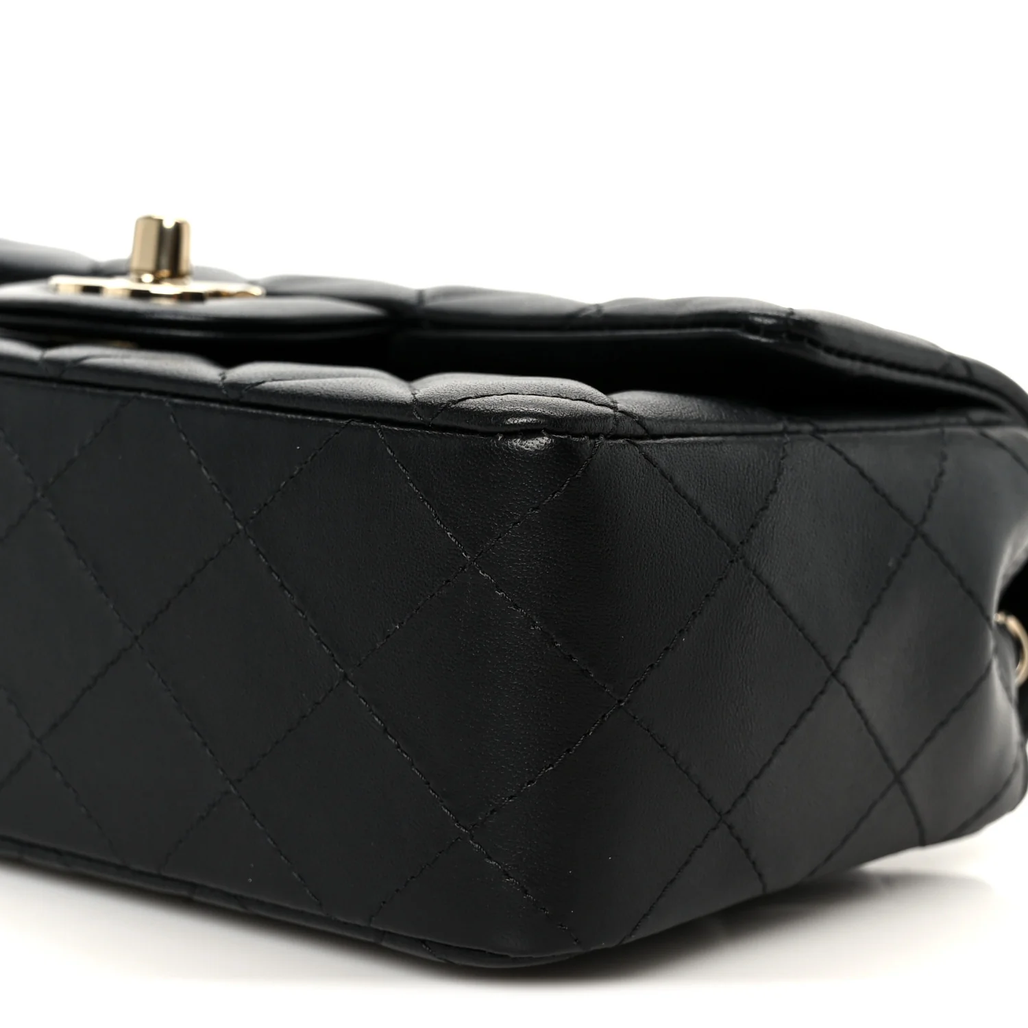 Lambskin Quilted Mini Rectangular Flap Black - Image 11