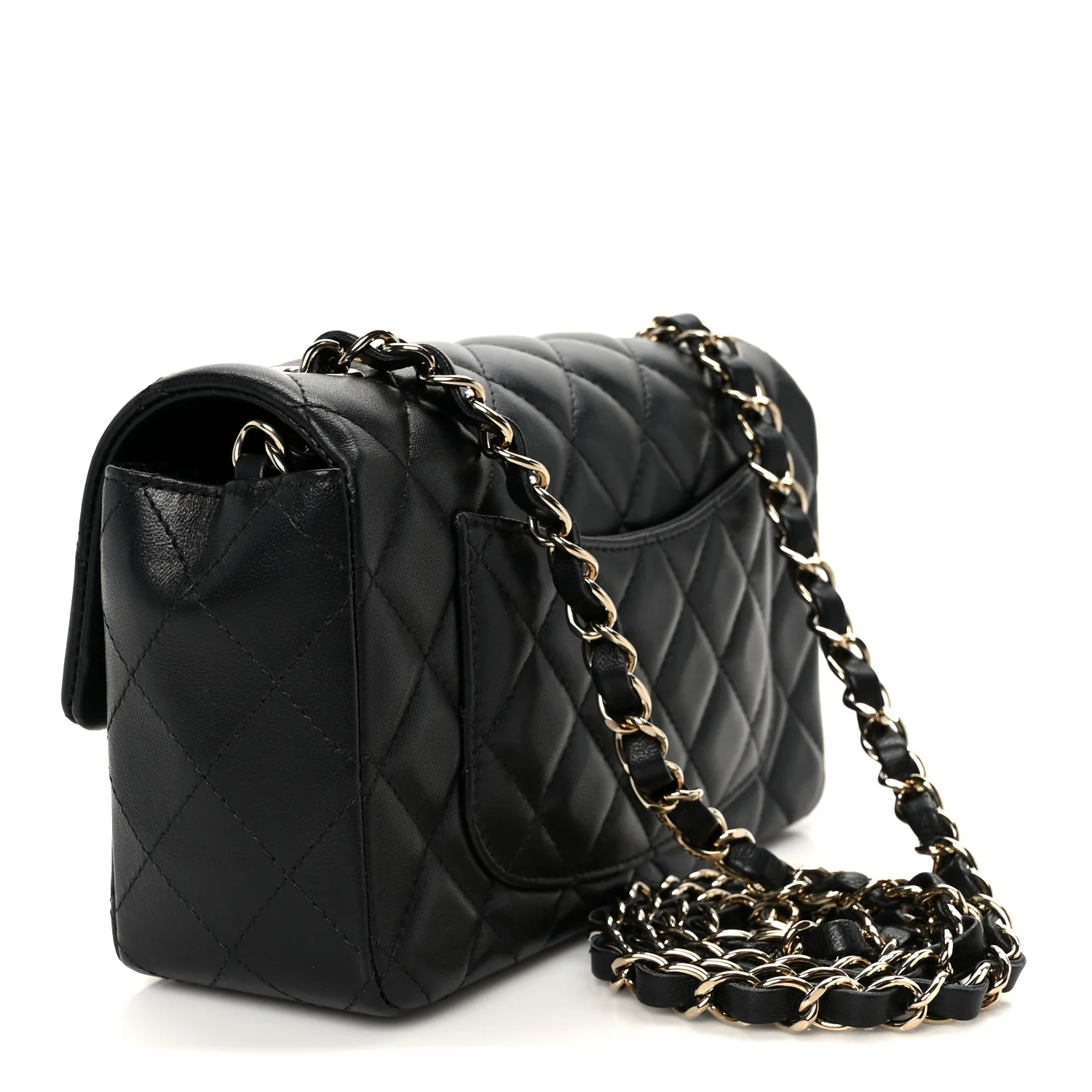 Lambskin Quilted Mini Rectangular Flap Black - Image 3