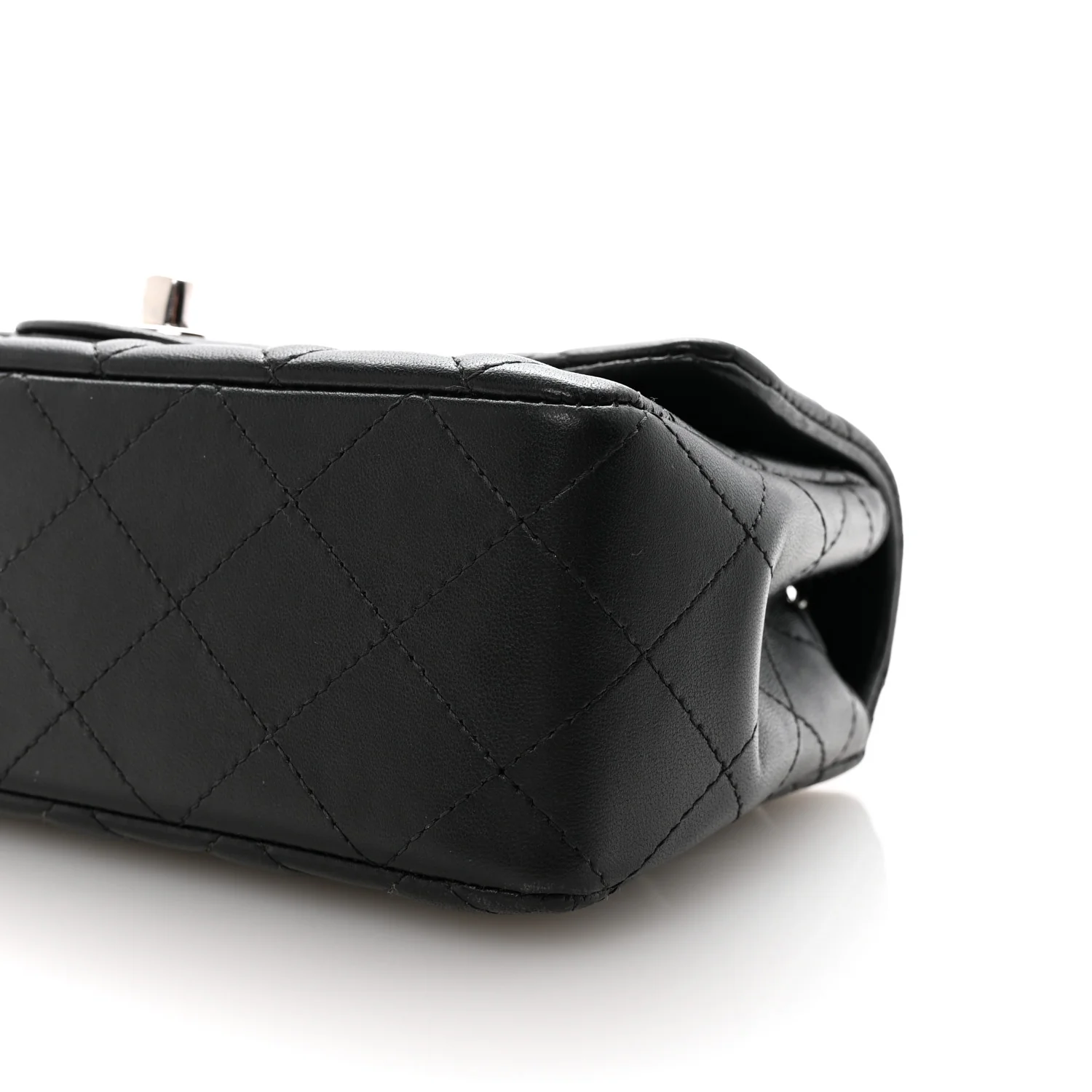 Lambskin Quilted Mini Rectangular Flap Black - Image 10