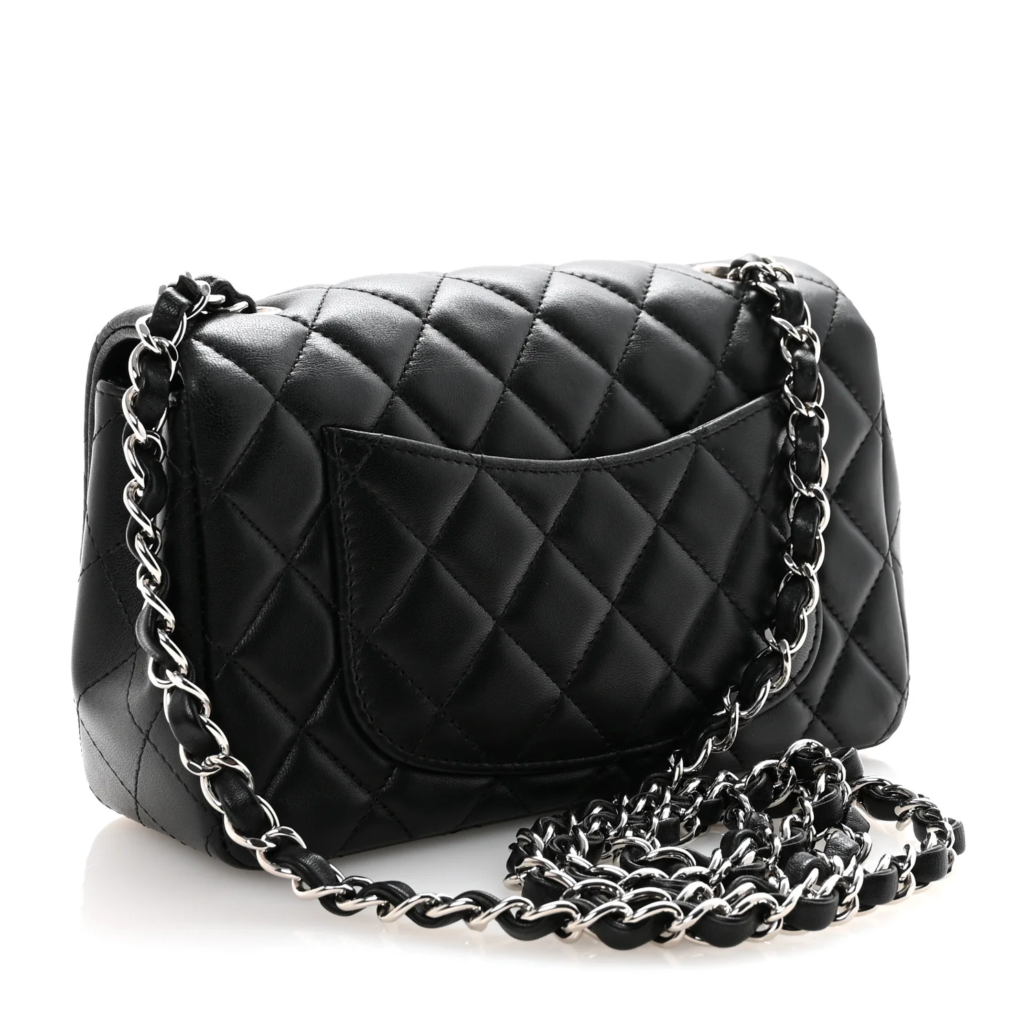 Lambskin Quilted Mini Rectangular Flap Black - Image 3