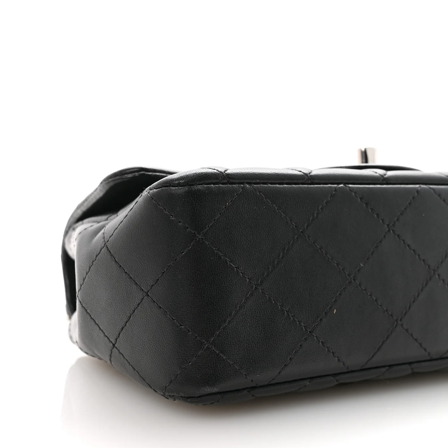 Lambskin Quilted Mini Rectangular Flap Black - Image 9