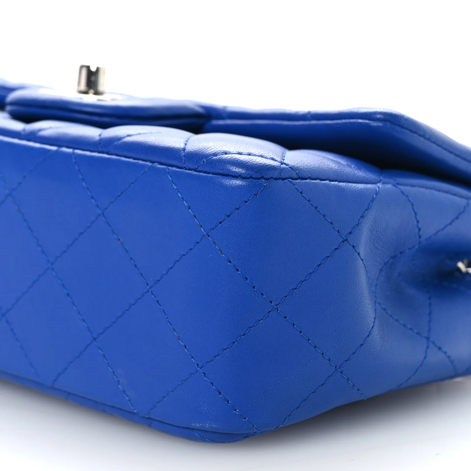 Lambskin Quilted Mini Rectangular Flap Blue - Image 10