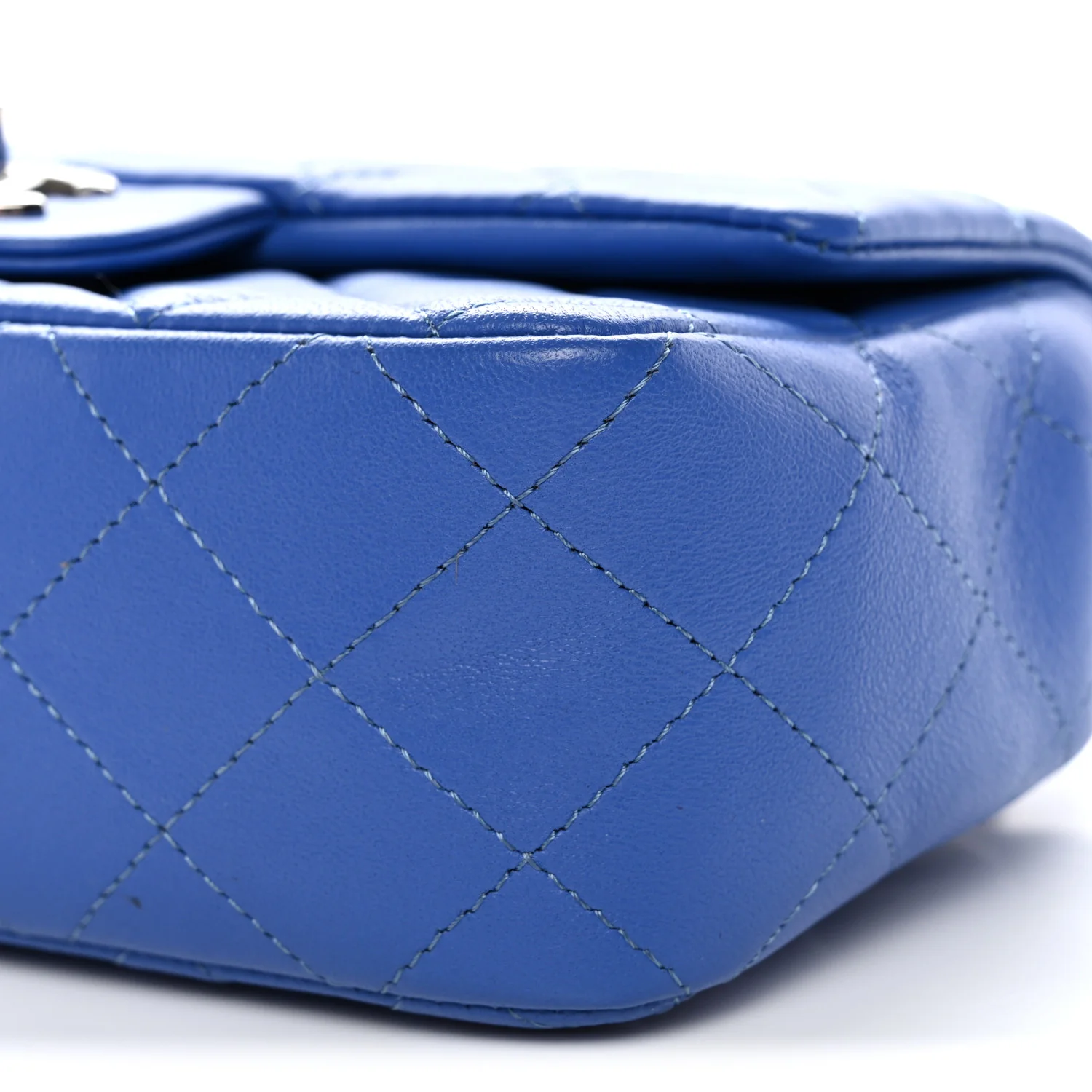Lambskin Quilted Mini Rectangular Flap Blue - Image 10