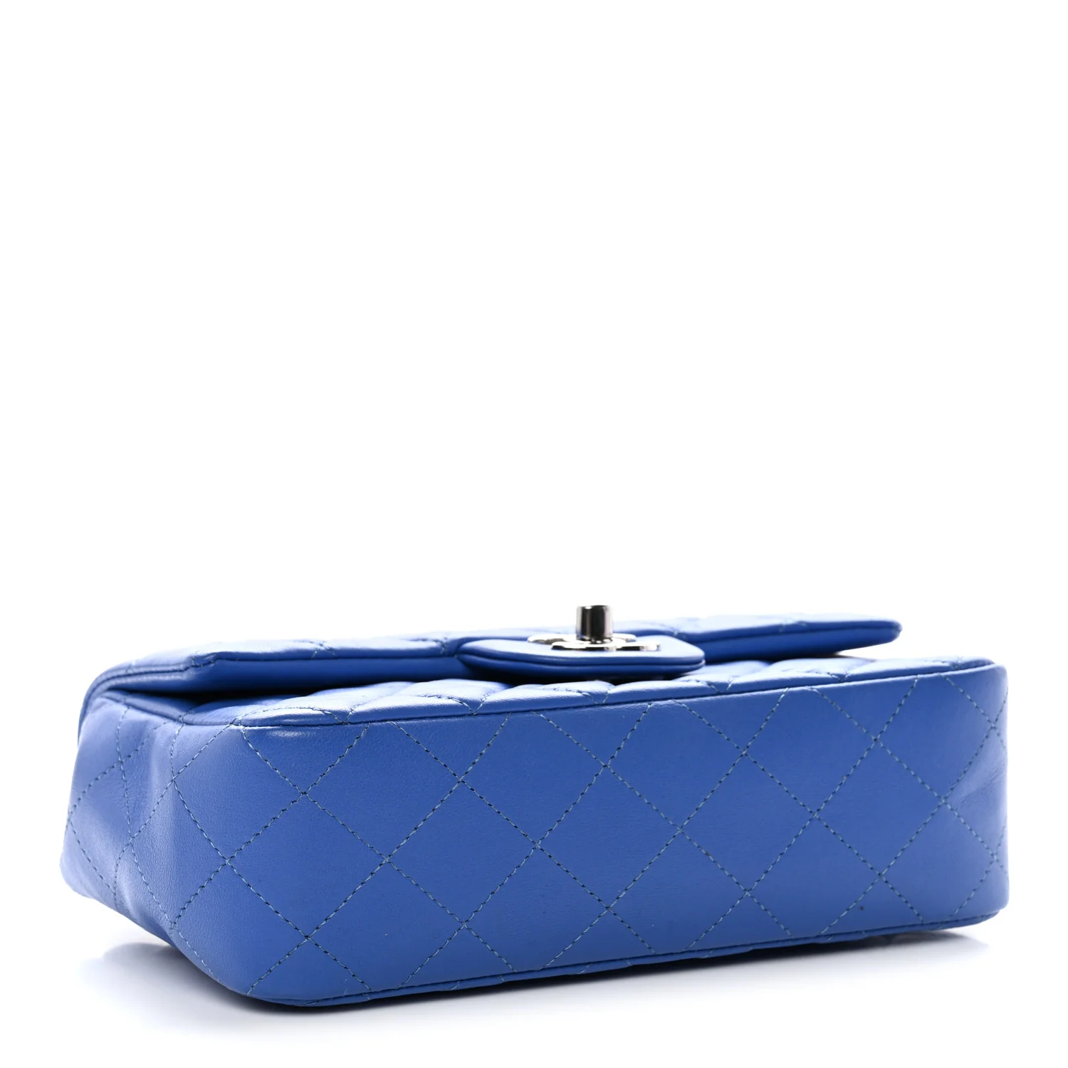 Lambskin Quilted Mini Rectangular Flap Blue - Image 4
