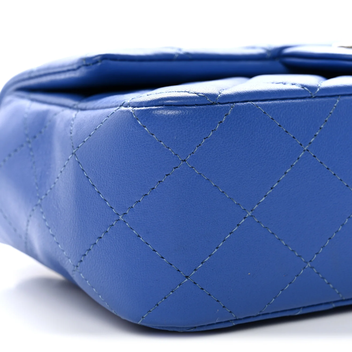Lambskin Quilted Mini Rectangular Flap Blue - Image 9