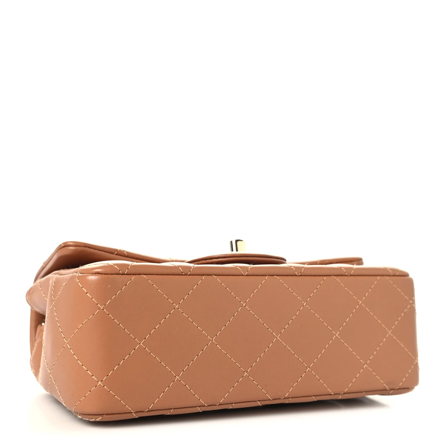 Lambskin Quilted Mini Rectangular Flap Brown - Image 4