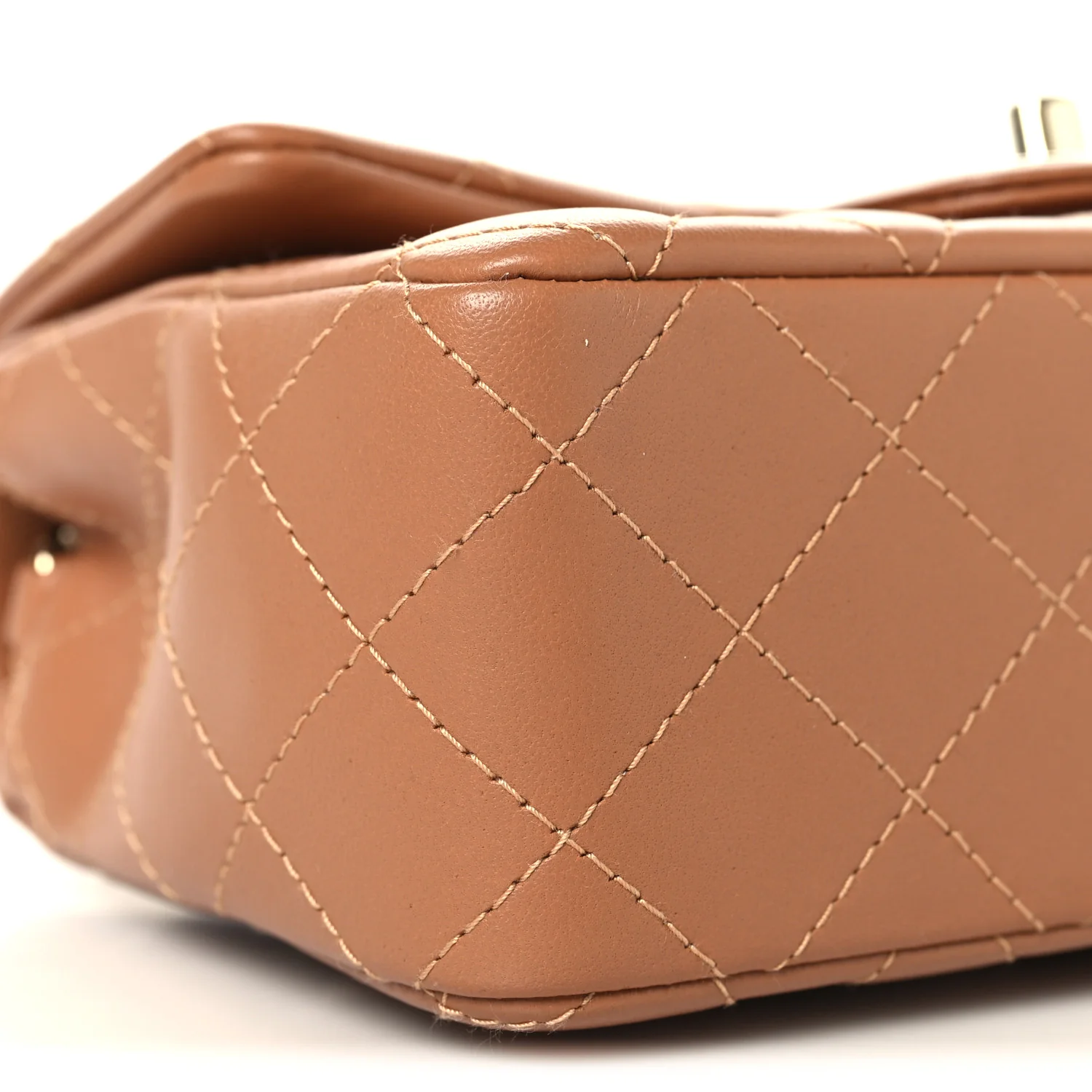 Lambskin Quilted Mini Rectangular Flap Brown - Image 9