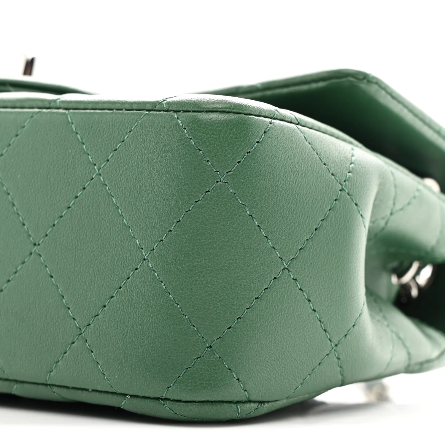 Lambskin Quilted Mini Rectangular Flap Dark Green - Image 10