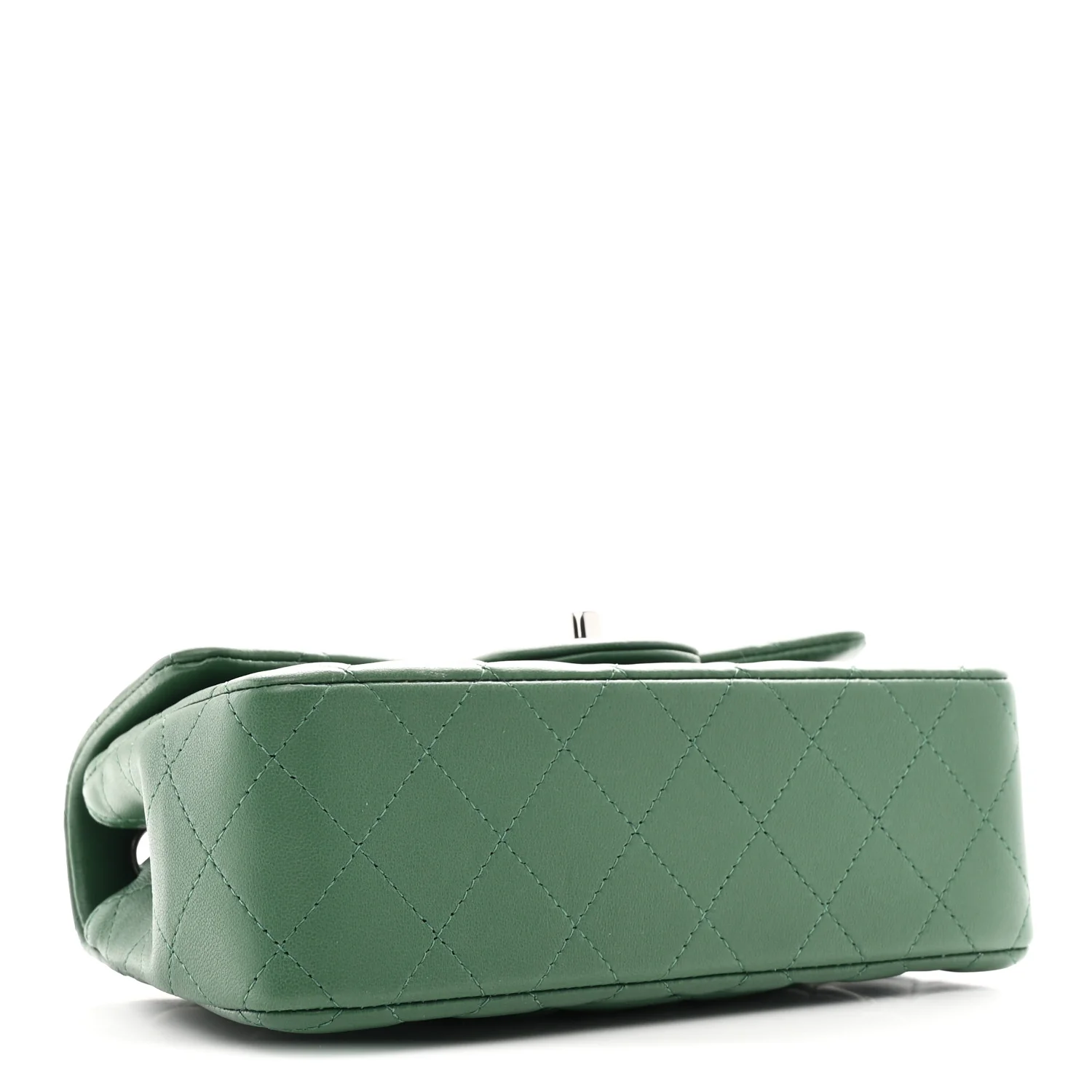 Lambskin Quilted Mini Rectangular Flap Dark Green - Image 4