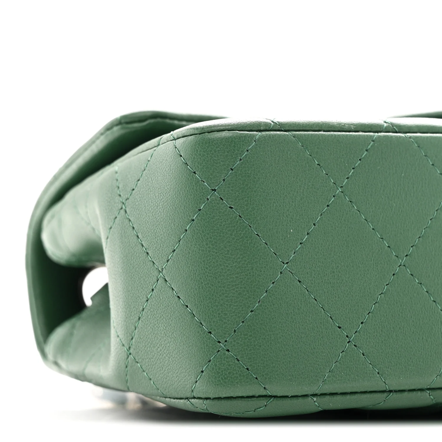 Lambskin Quilted Mini Rectangular Flap Dark Green - Image 9