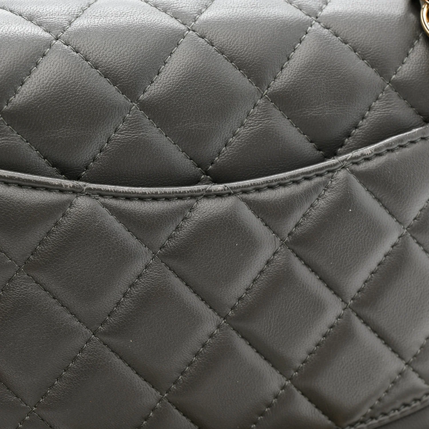 Lambskin Quilted Mini Rectangular Flap Dark Grey - Image 12