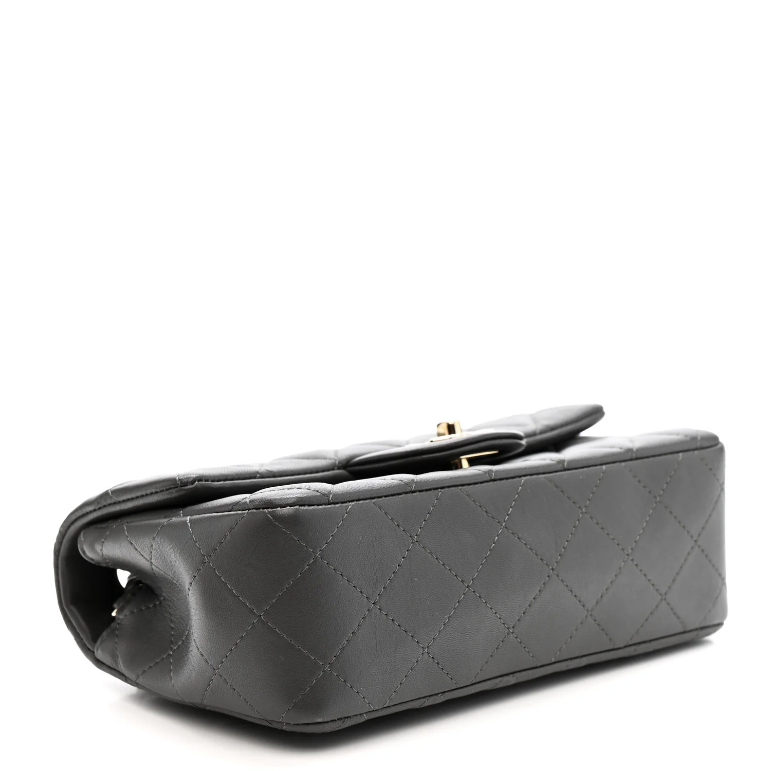 Lambskin Quilted Mini Rectangular Flap Dark Grey - Image 4