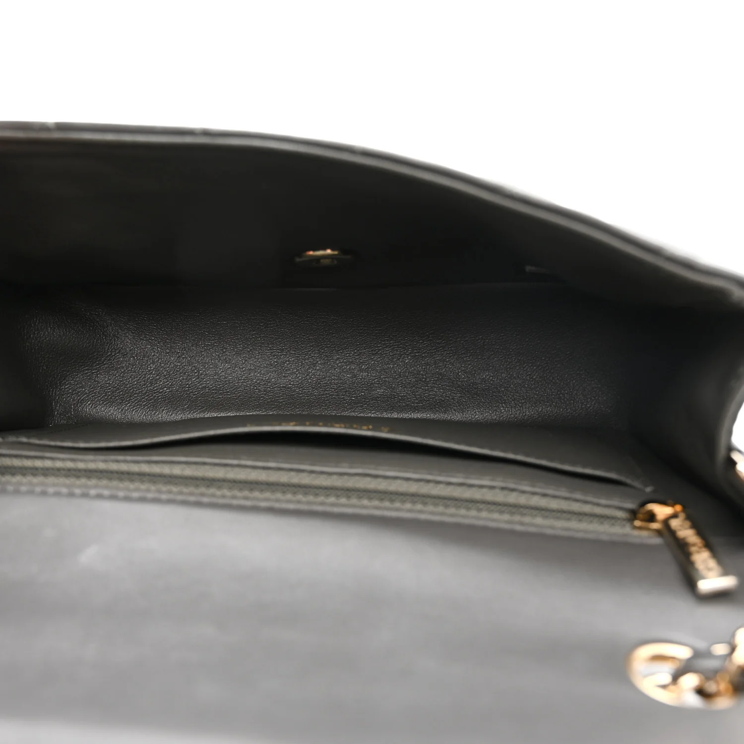 Lambskin Quilted Mini Rectangular Flap Dark Grey - Image 5