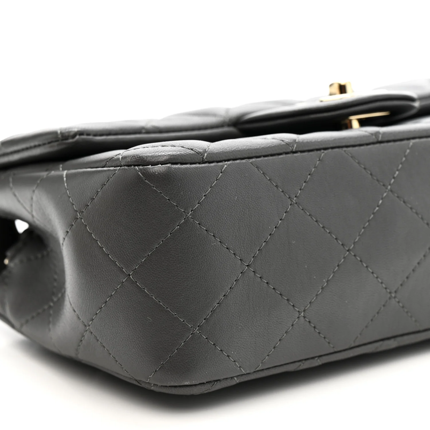 Lambskin Quilted Mini Rectangular Flap Dark Grey - Image 9