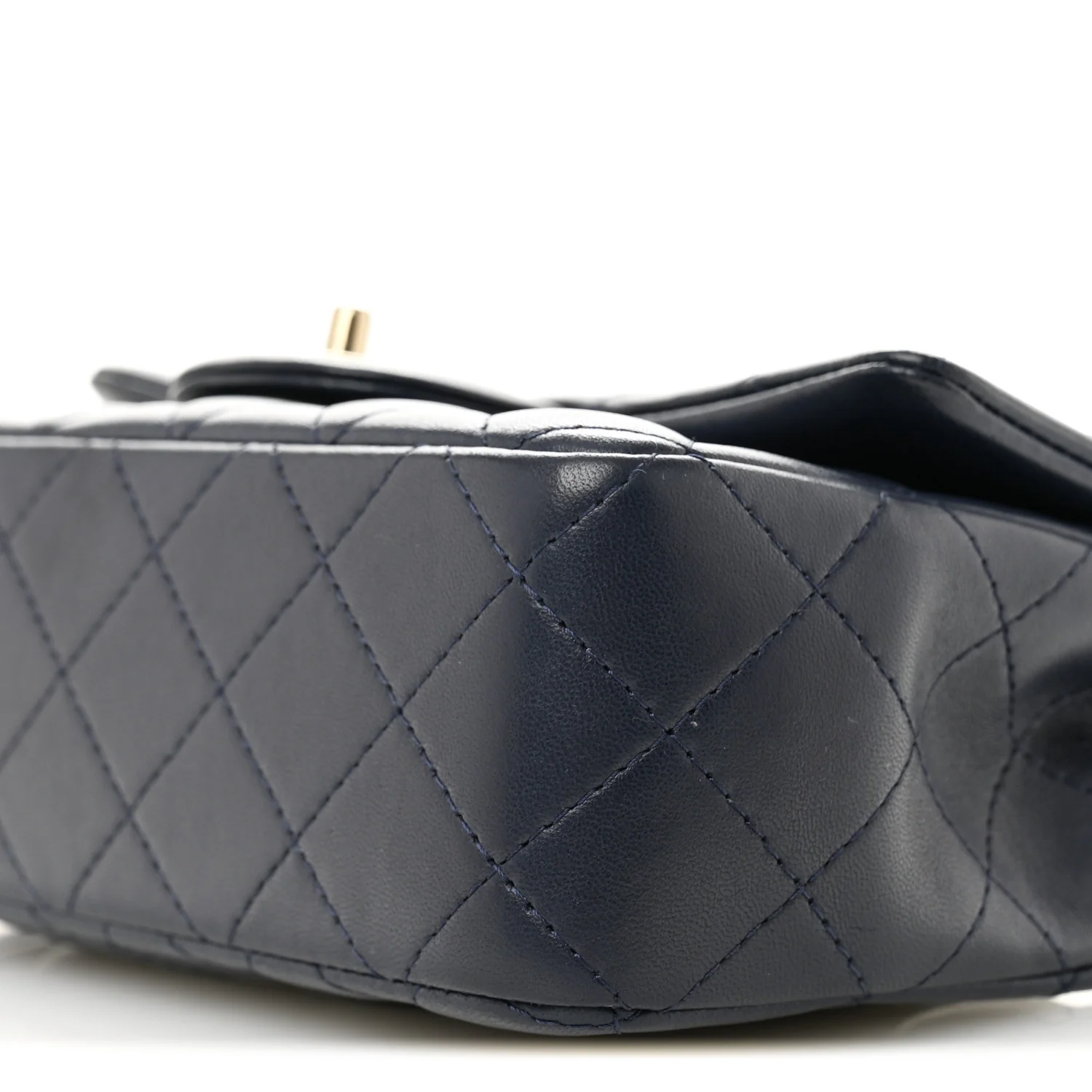 Lambskin Quilted Mini Rectangular Flap Dark Navy Blue - Image 10