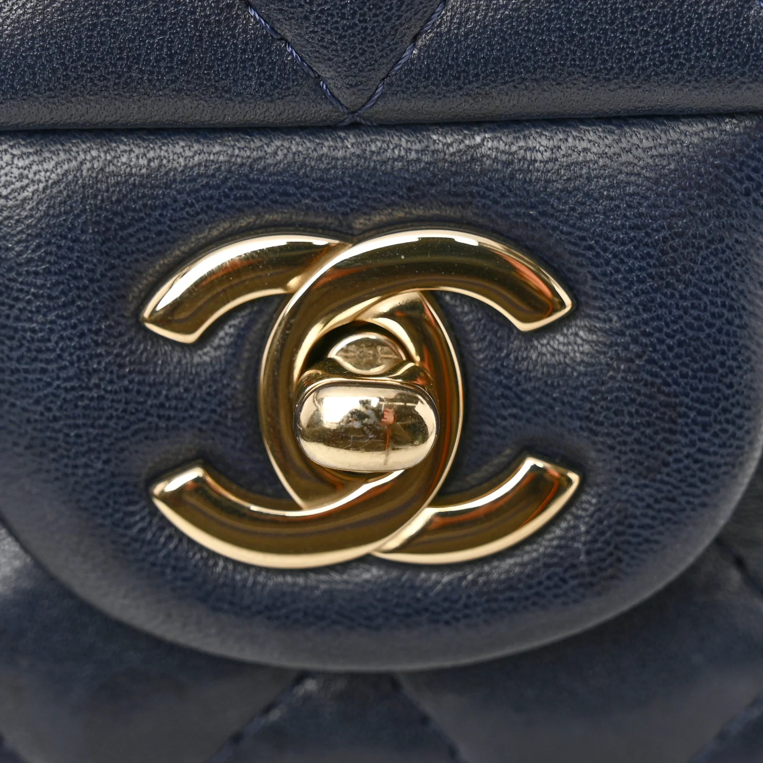 Lambskin Quilted Mini Rectangular Flap Dark Navy Blue - Image 11