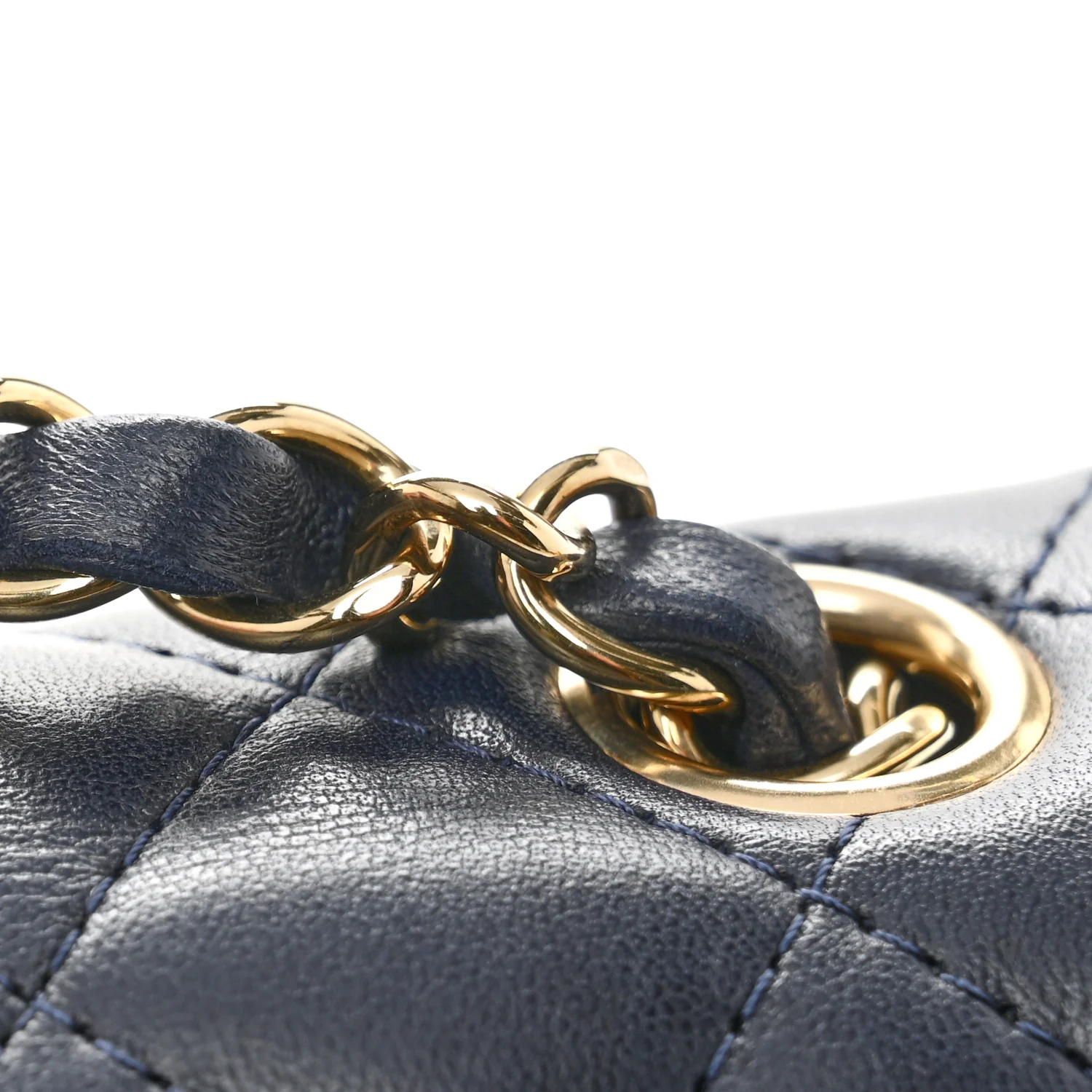 Lambskin Quilted Mini Rectangular Flap Dark Navy Blue - Image 12