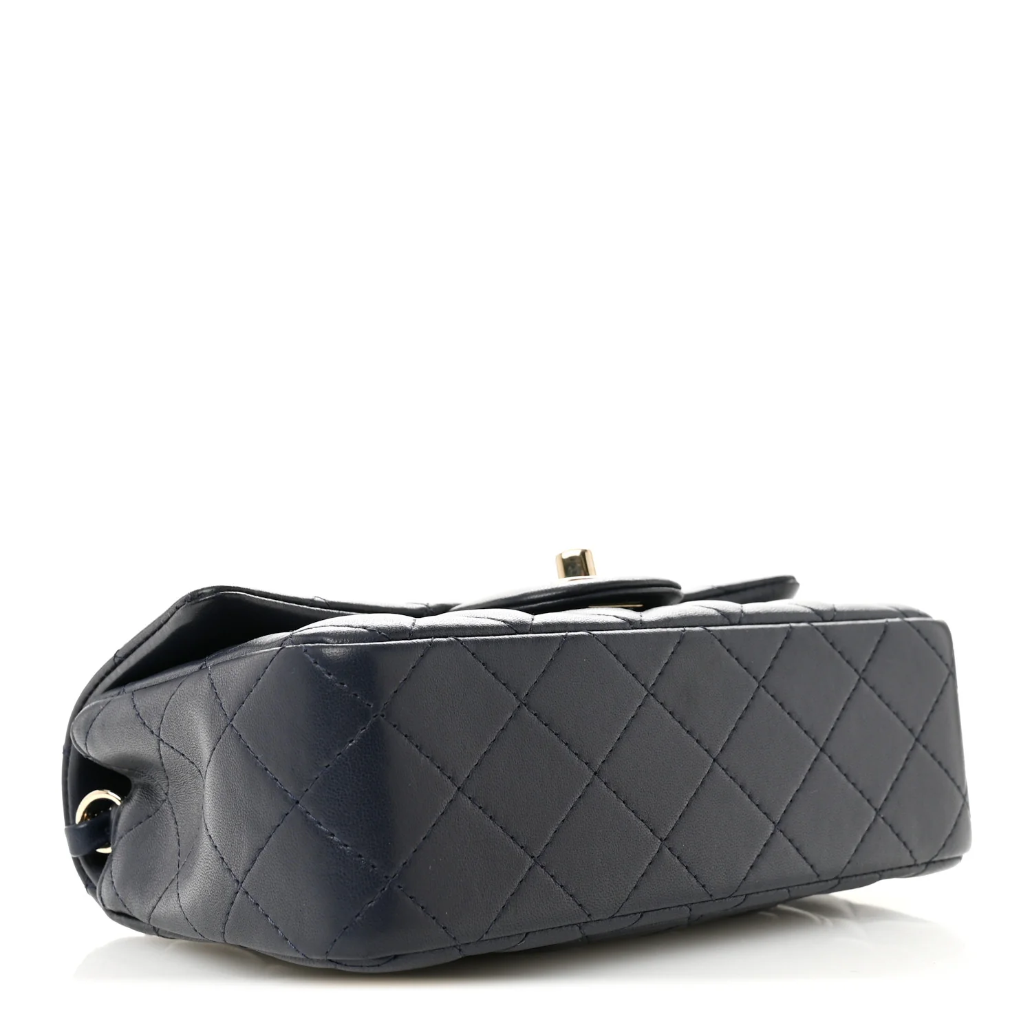 Lambskin Quilted Mini Rectangular Flap Dark Navy Blue - Image 4