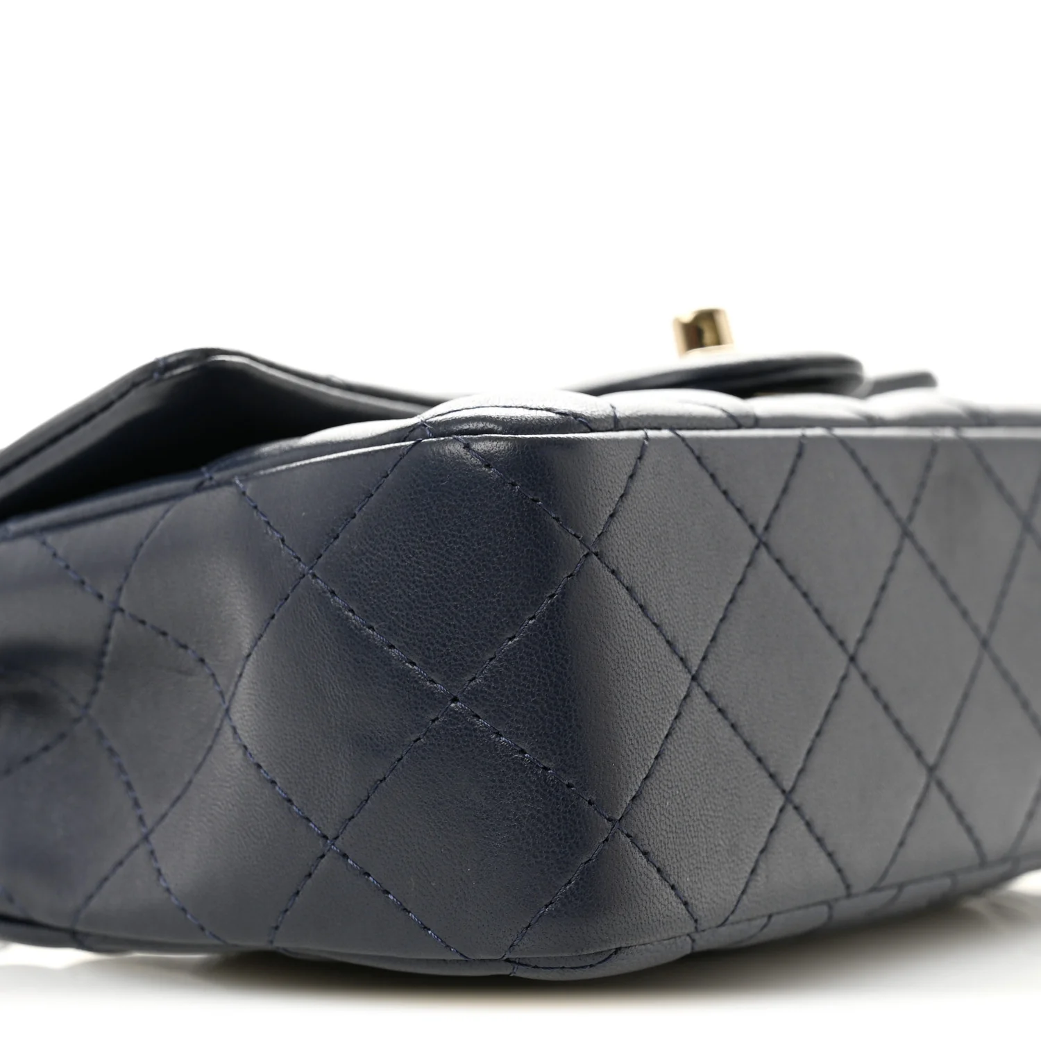 Lambskin Quilted Mini Rectangular Flap Dark Navy Blue - Image 9