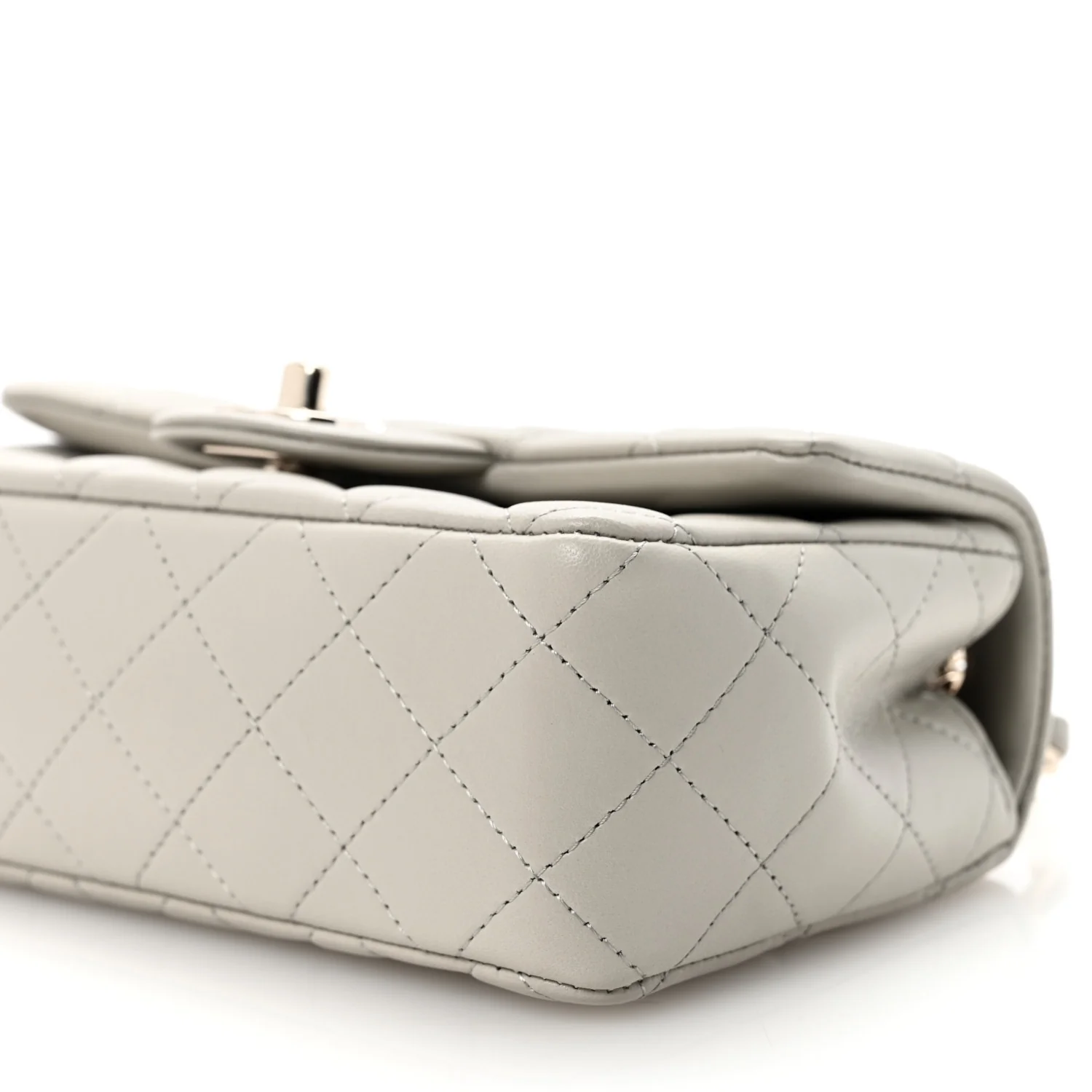 Lambskin Quilted Mini Rectangular Flap Grey - Image 10